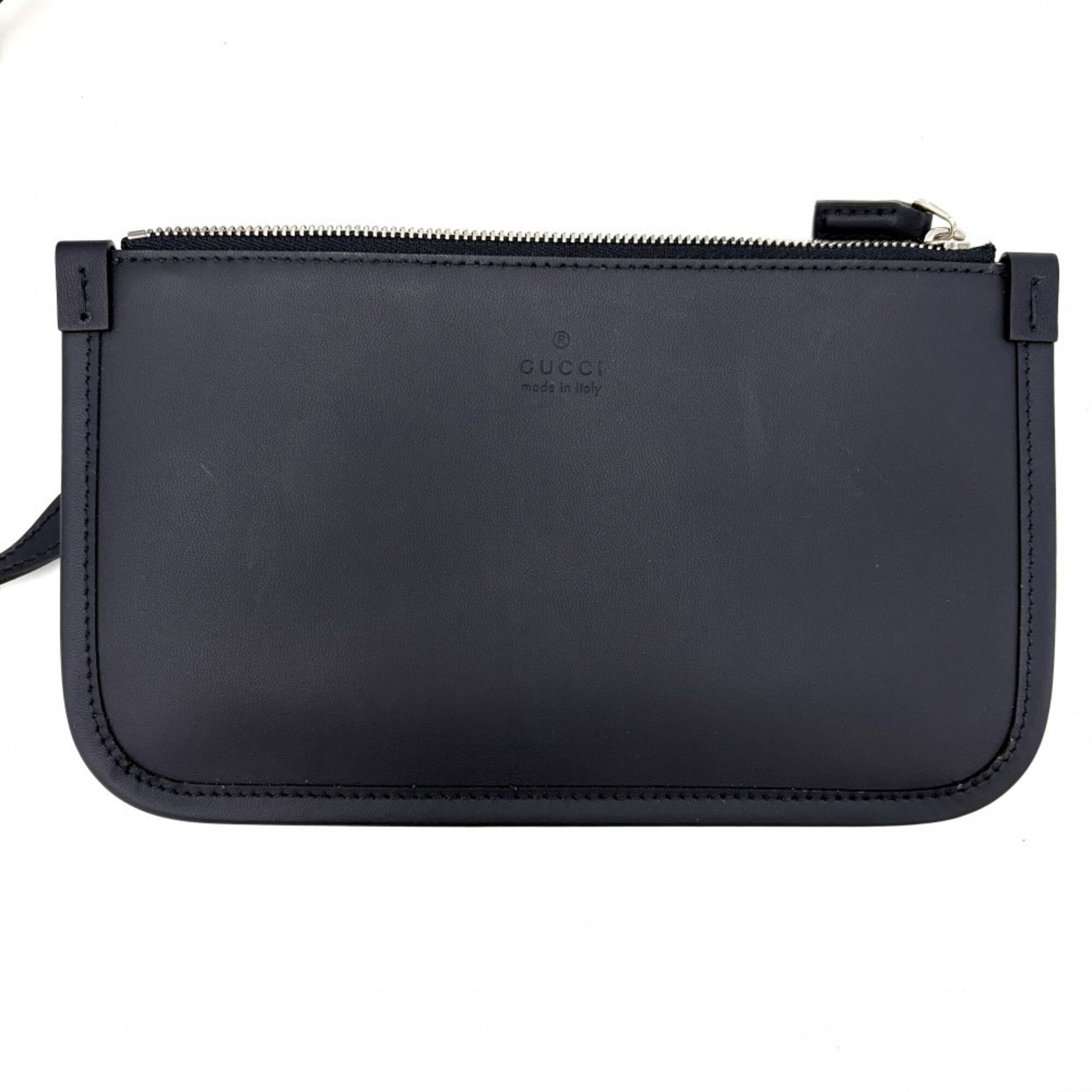 Gucci Beige Navy Canvas Leather Handbag Shoulder Bag (Pre-Owned)