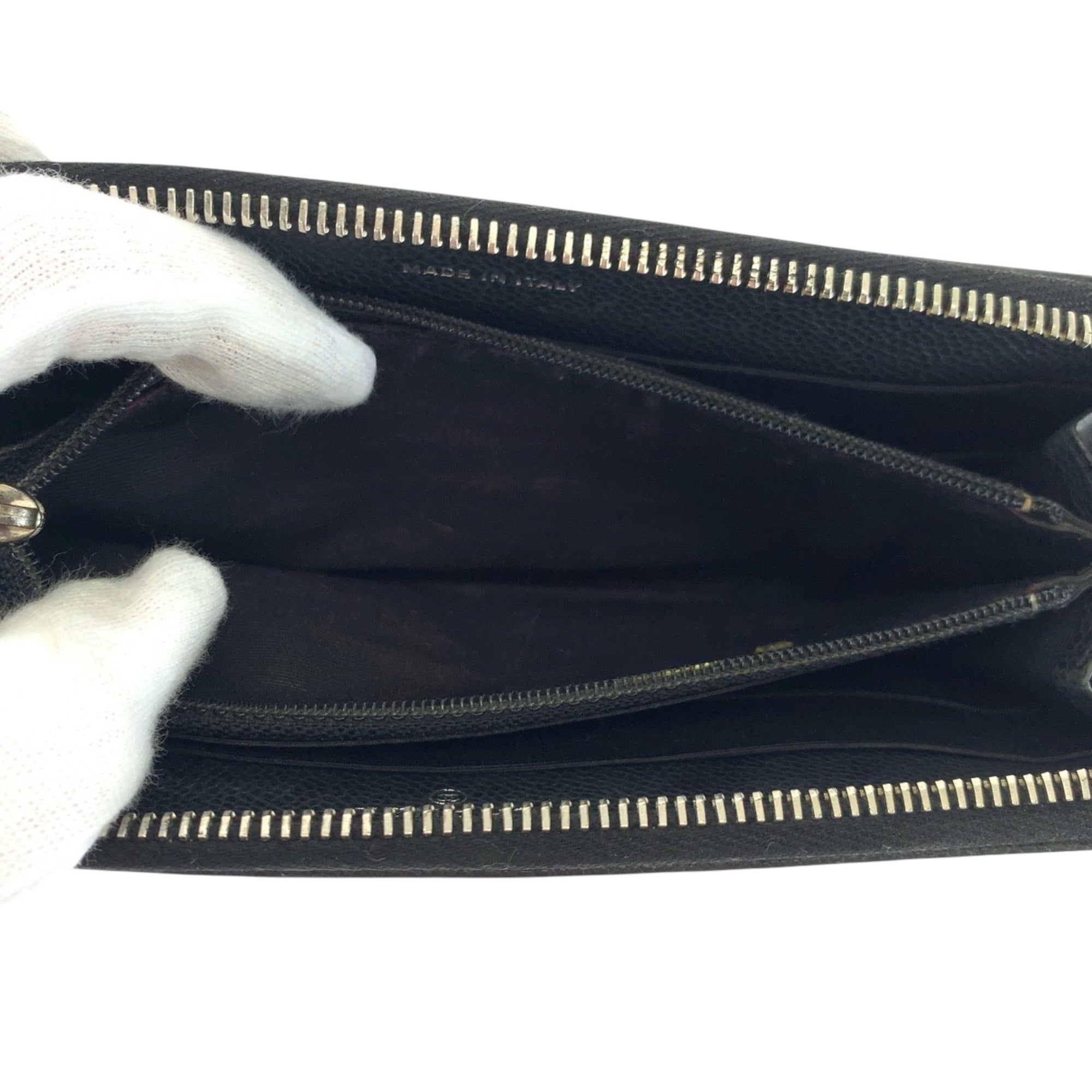 Chanel Black Grained Calfskin Long Wallet (Bi-Fold) (Pre-Owned)