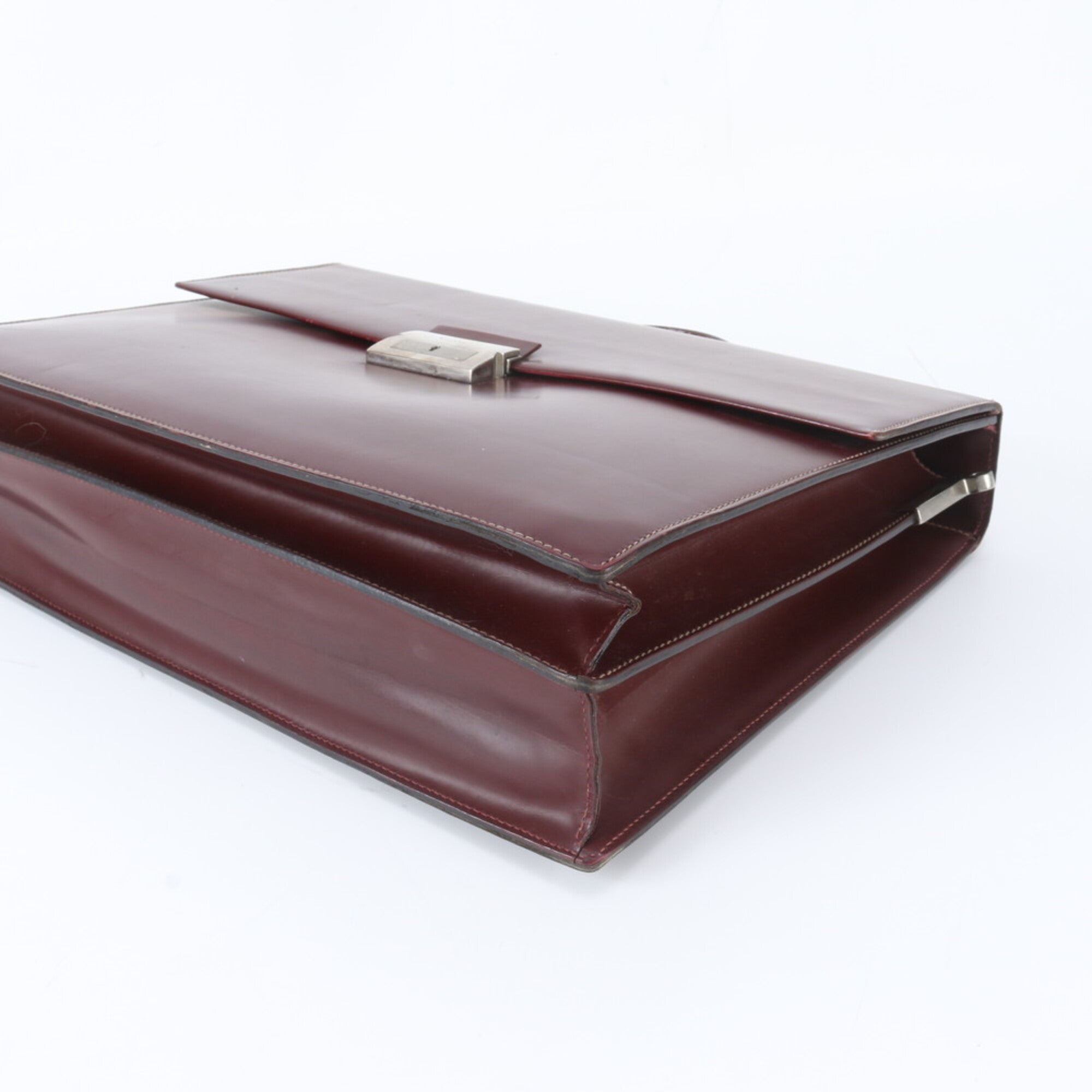 Salvatore Ferragamo Red Color Wine Leather Briefcase Tote Bag (Pre-Owned)