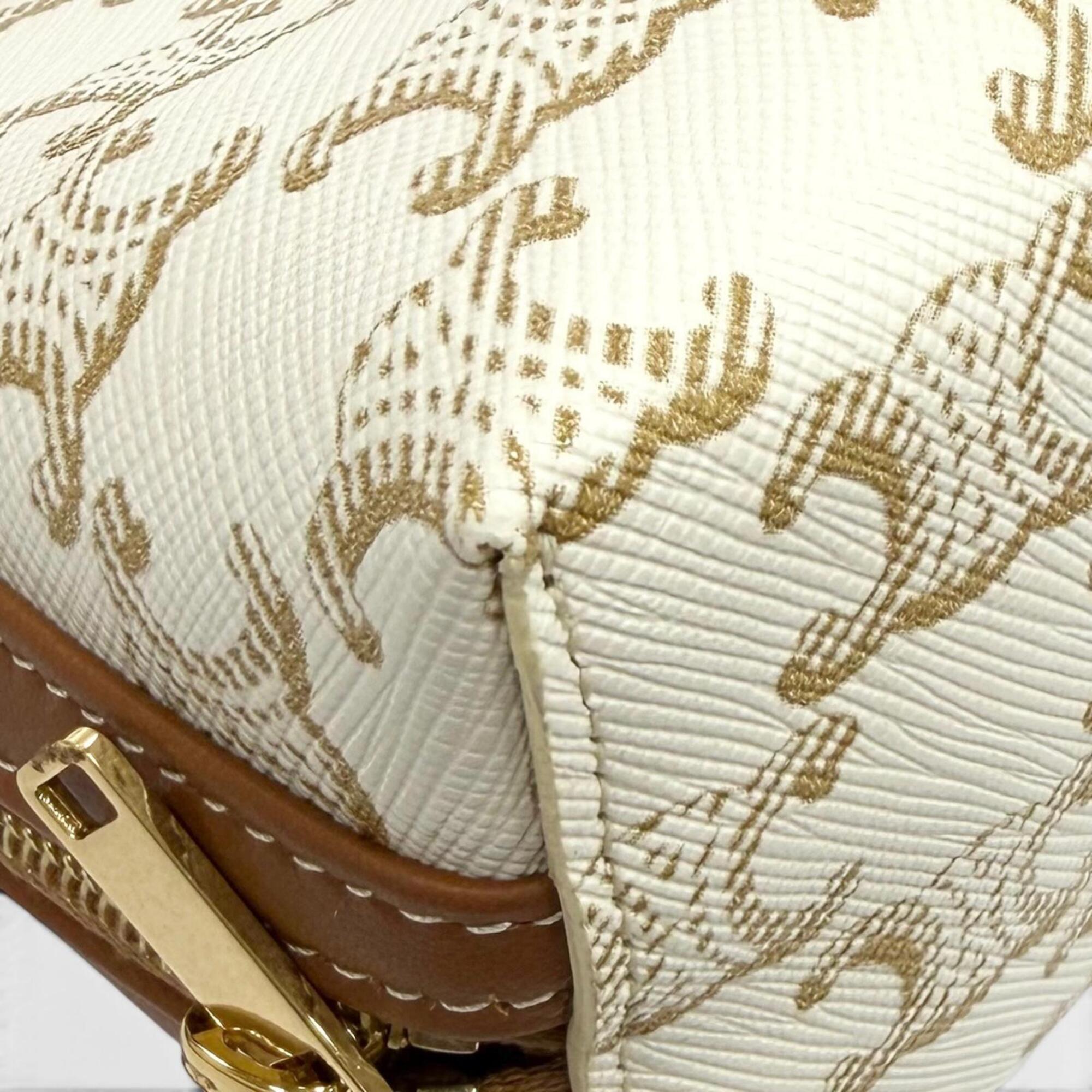 Celine Brown Off-White Canvas Clutch Bag Shoulder Bag (Pre-Owned)