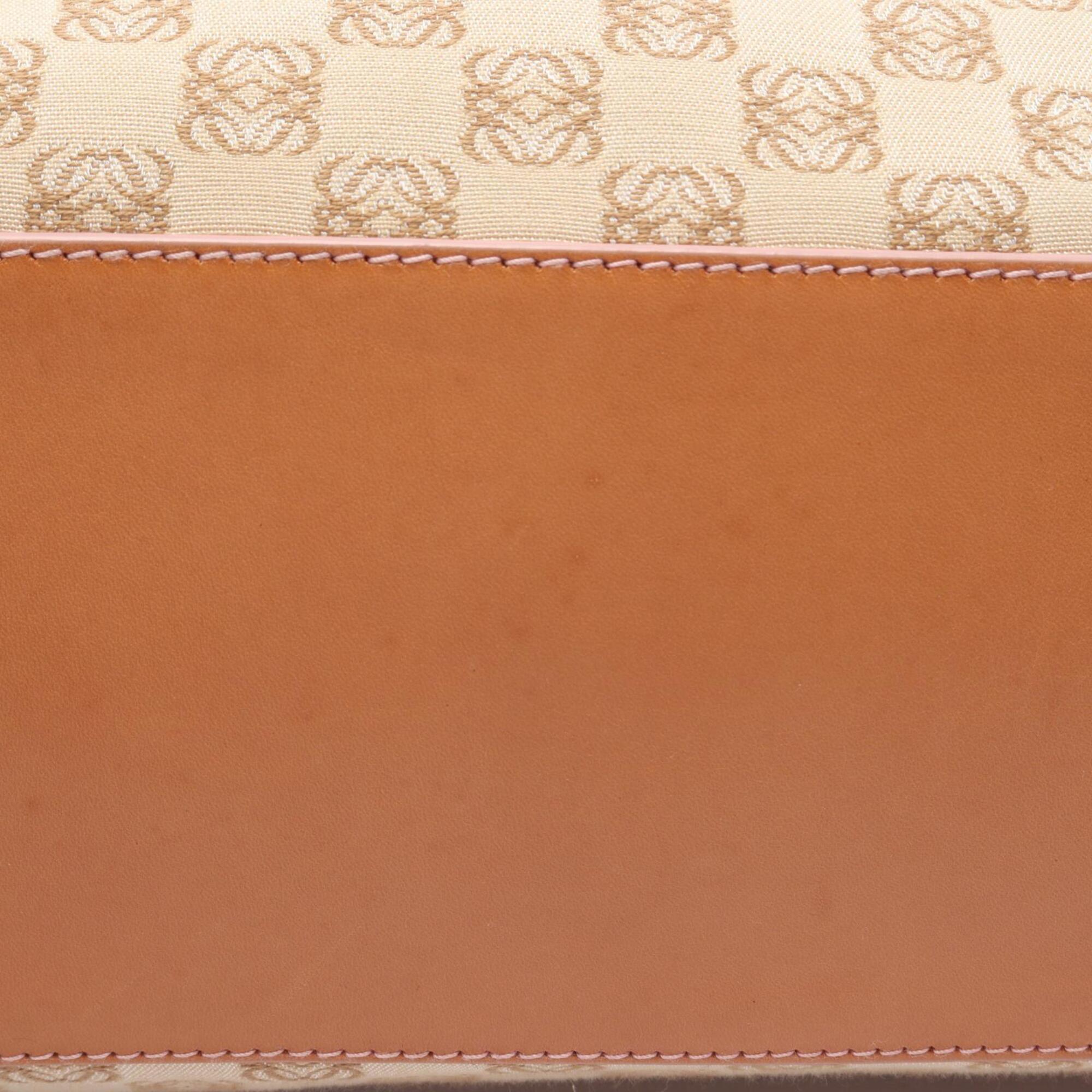 Loewe Beige Brown Canvas Leather Handbag Tote Bag (Pre-Owned)