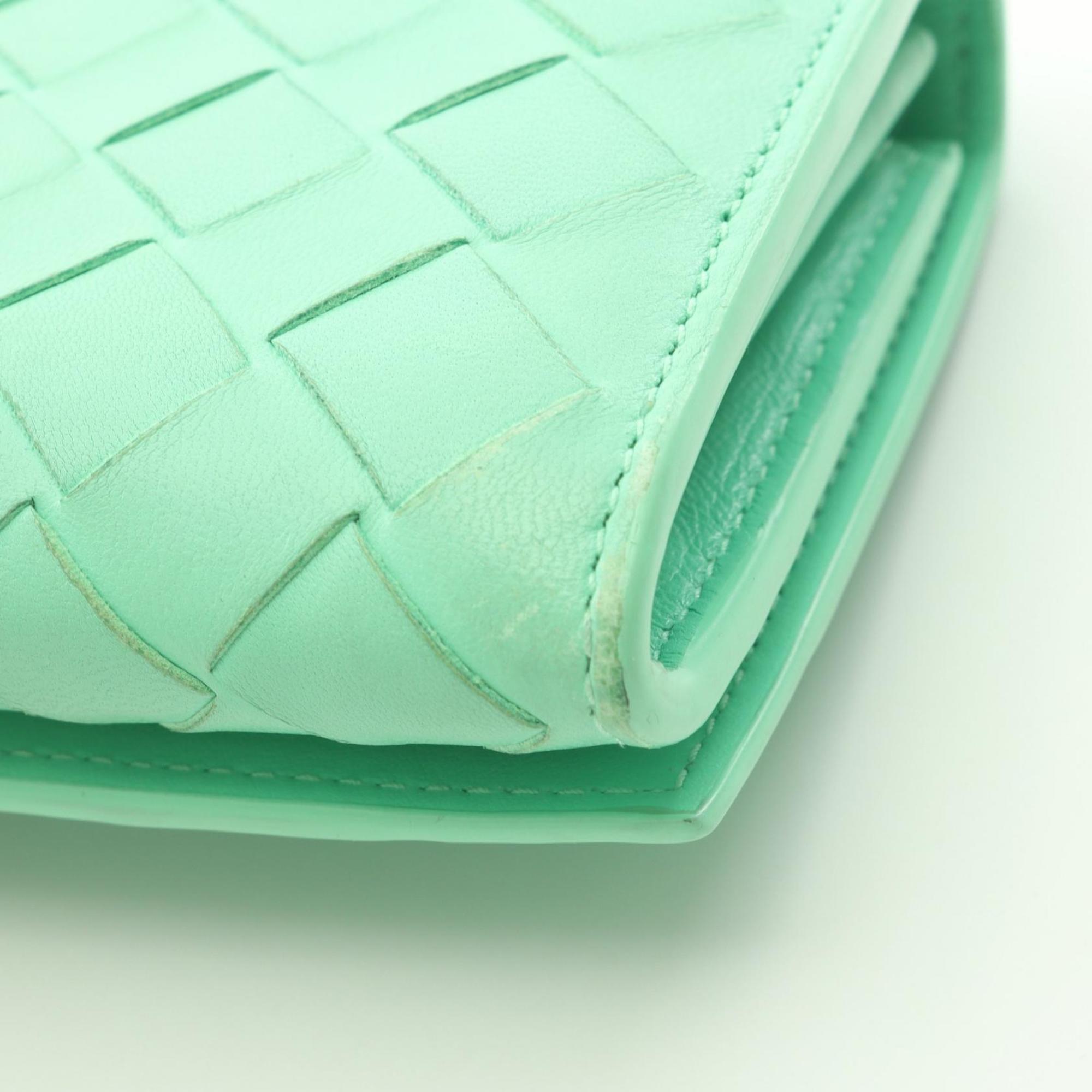 Bottega Veneta Green Leather Long Wallet (Bi-Fold) (Pre-Owned)