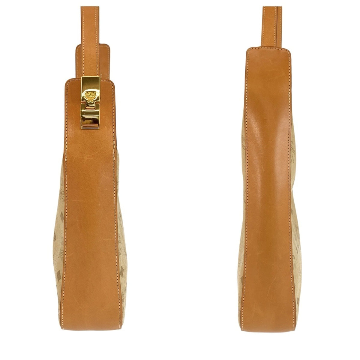 Mcm Beige Brown Leather Shoulder Bag (Pre-Owned)