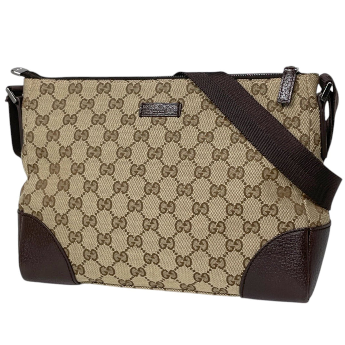 Gucci Brown Gg Canvas Leather Shoulder Bag (Pre-Owned)