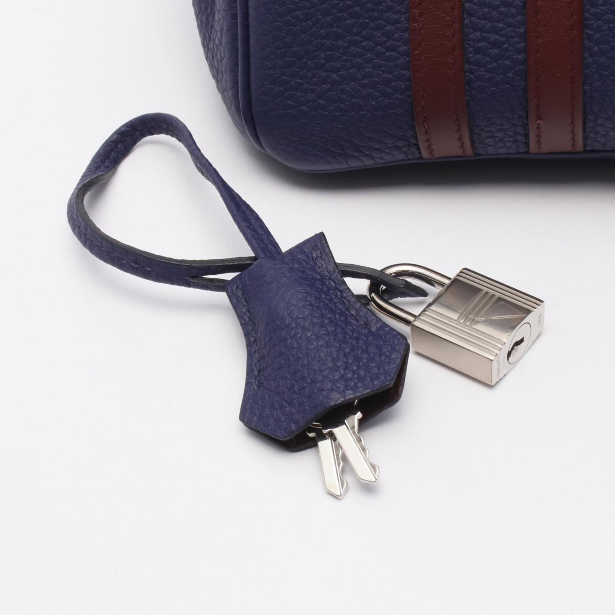 Hermes Blue Bordeaux Leather Handbag (Pre-Owned)