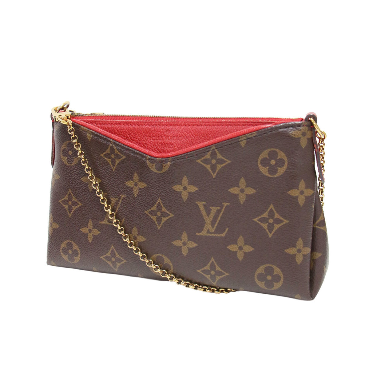 Louis Vuitton Red Color Monogram Leather Handbag Shoulder Bag (Pre-Owned)