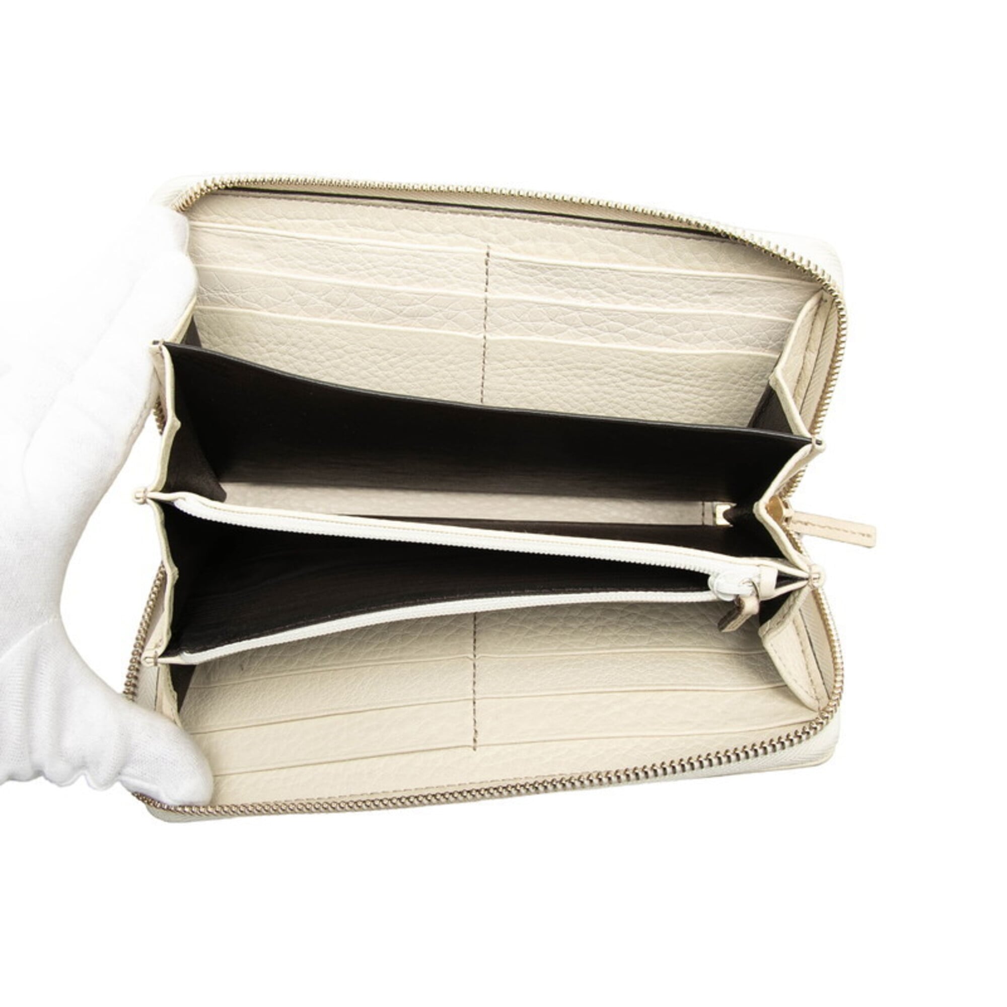 Gucci Beige Leather Long Wallet (Bi-Fold) (Pre-Owned)