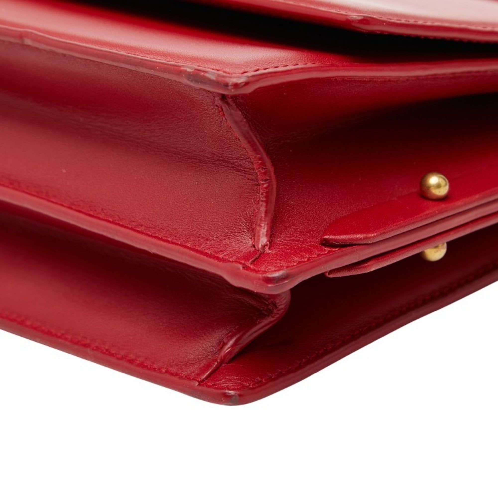 Saint Laurent Red Color Leather Shoulder Bag (Pre-Owned)