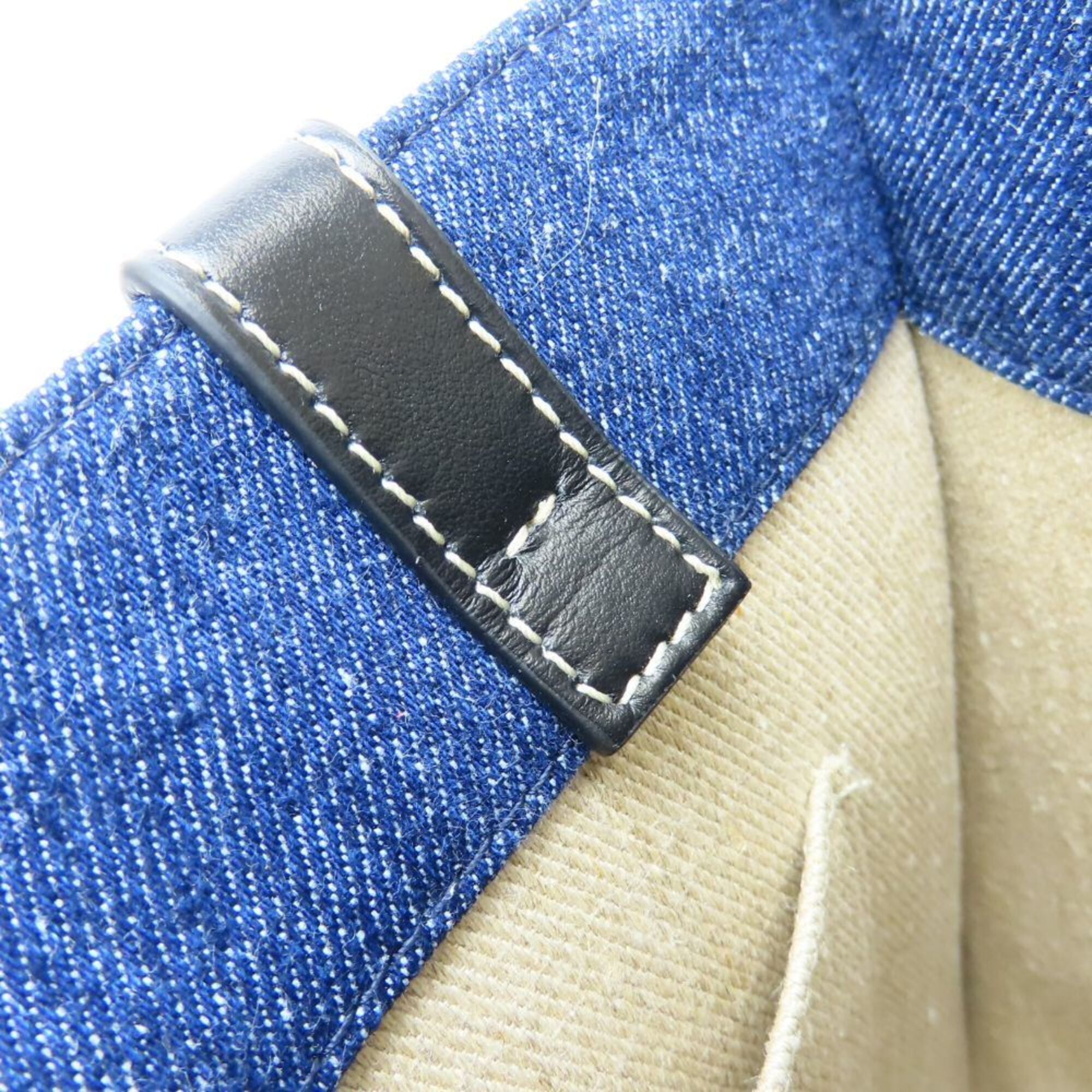 Chloé Blue White Cotton Denim Leather Tote Bag (Pre-Owned)