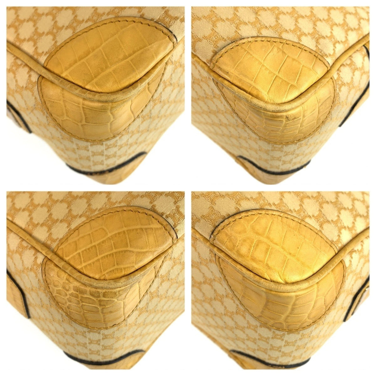 Celine Yellow Canvas Leather Handbag Tote Bag (Pre-Owned)