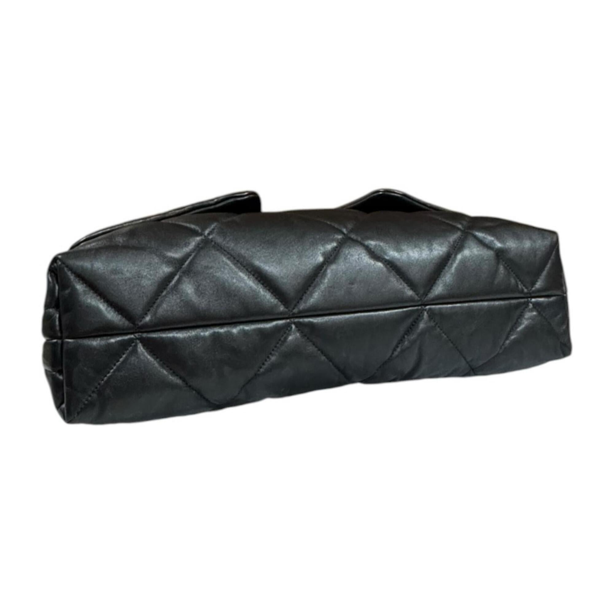Chanel Black Leather Shopping Bag Shoulder Bag (Pre-Owned)