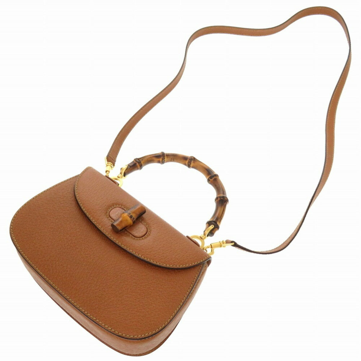 Gucci Brown Bamboo Leather Handbag (Pre-Owned)