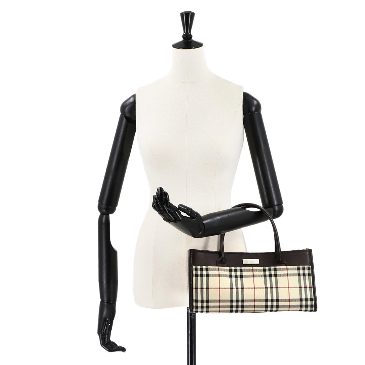 Burberry Beige Brown Canvas Leather Handbag (Pre-Owned)