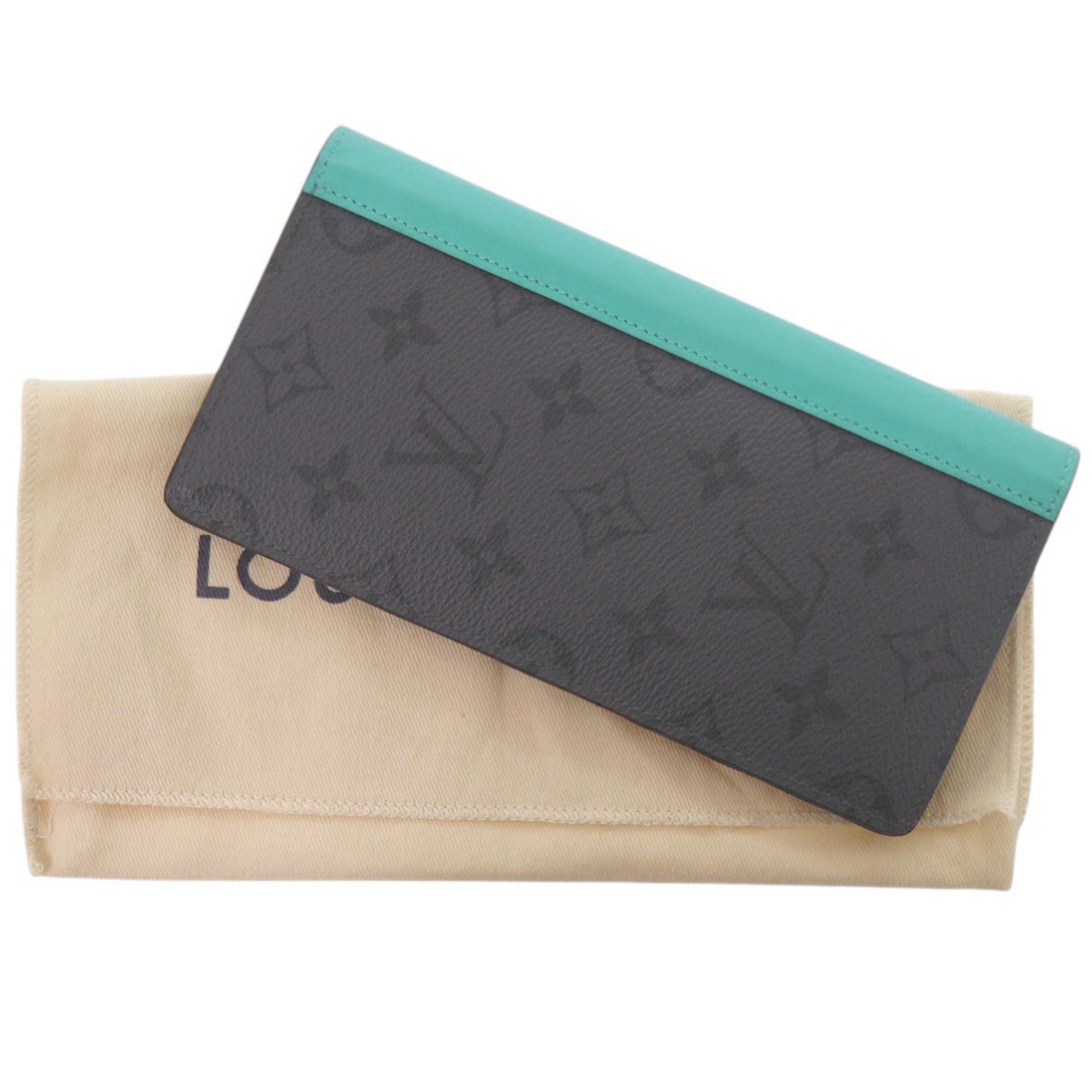 Louis Vuitton Black Gray Monogram Eclipse Turquoise Monogram Eclipse Long Wallet (Bi-Fold) (Pre-Owned)