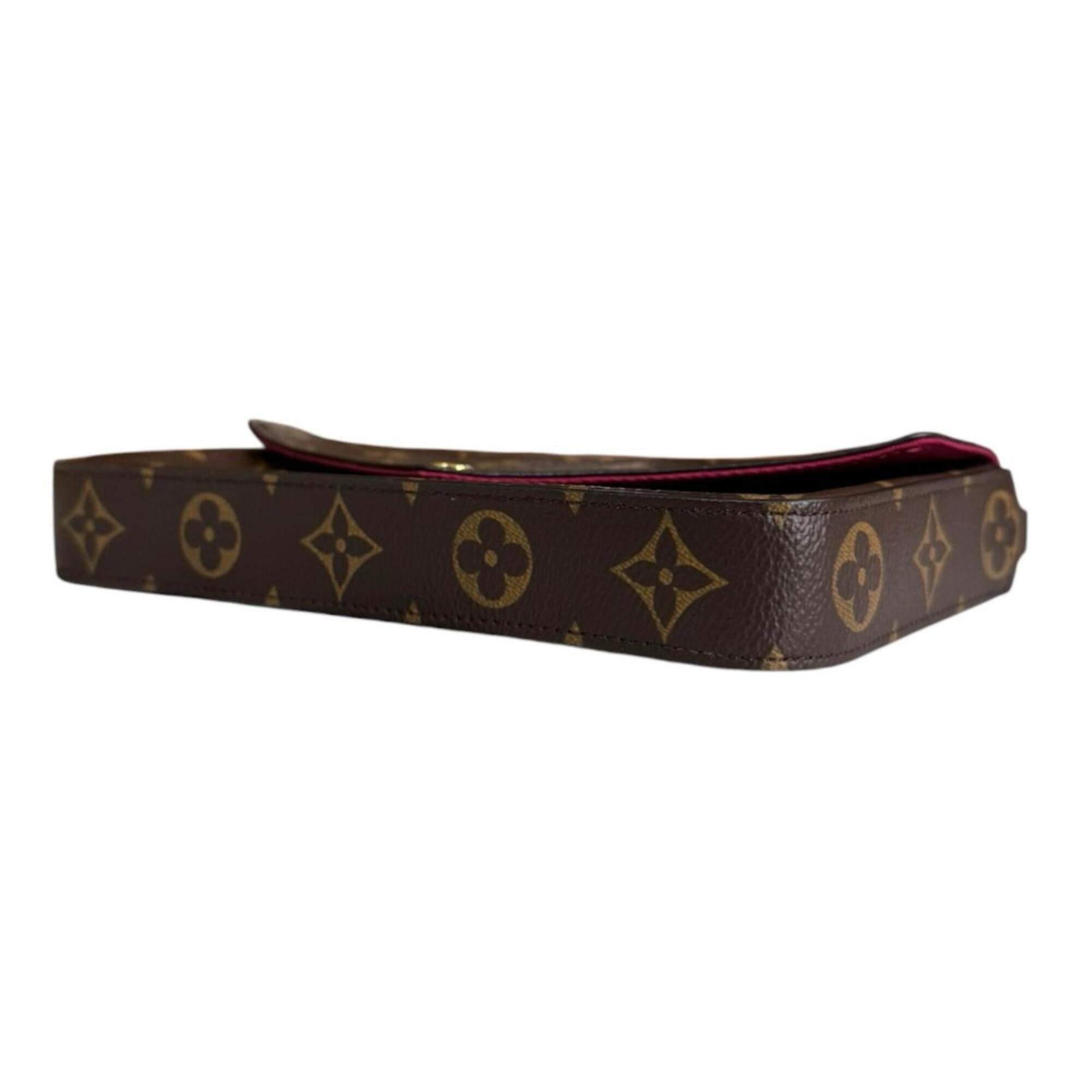 Louis Vuitton Brown Fuchsia Monogram Canvas Pochette Pouch Shoulder Bag (Pre-Owned)