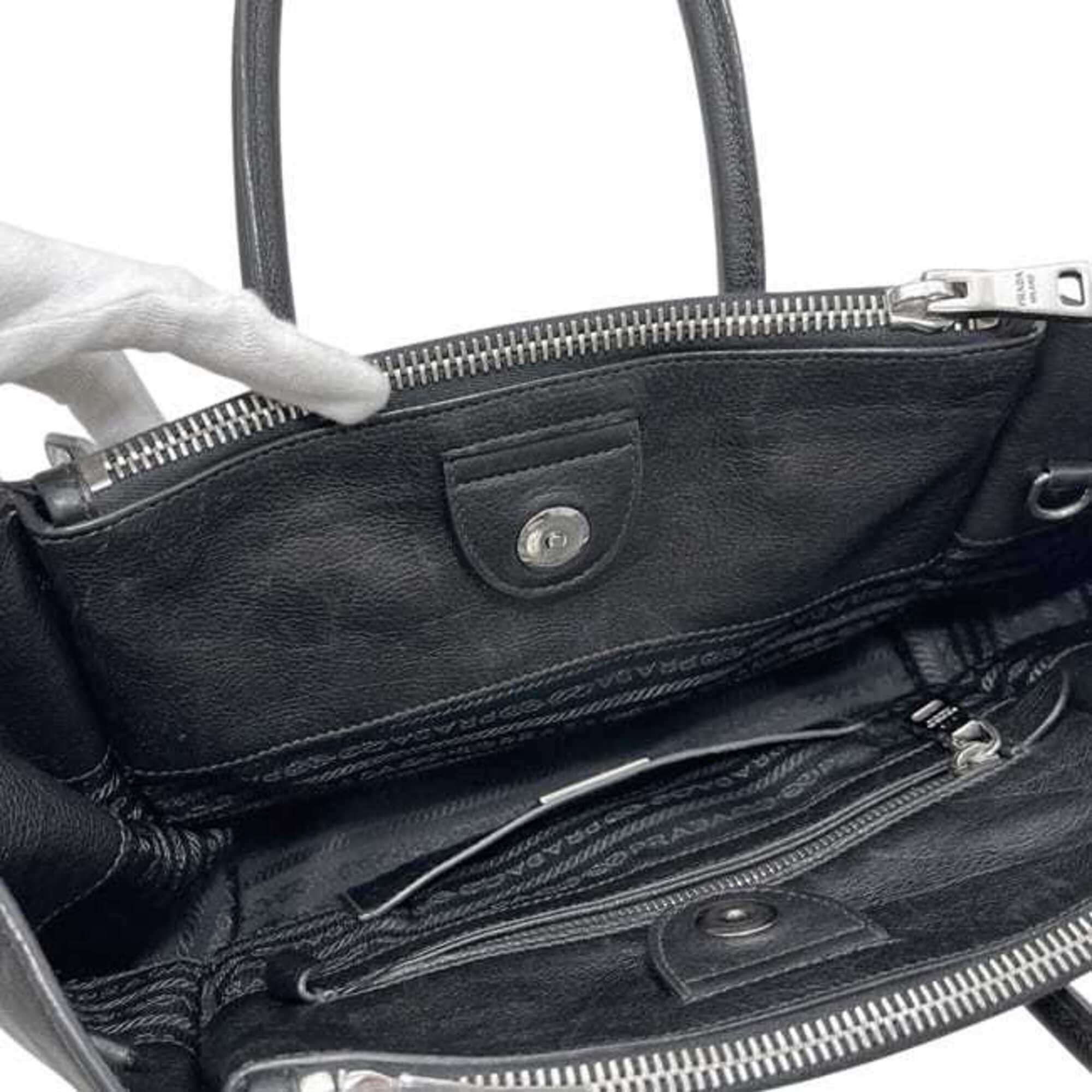 Prada Black Nero Leather Handbag Shoulder Bag (Pre-Owned)