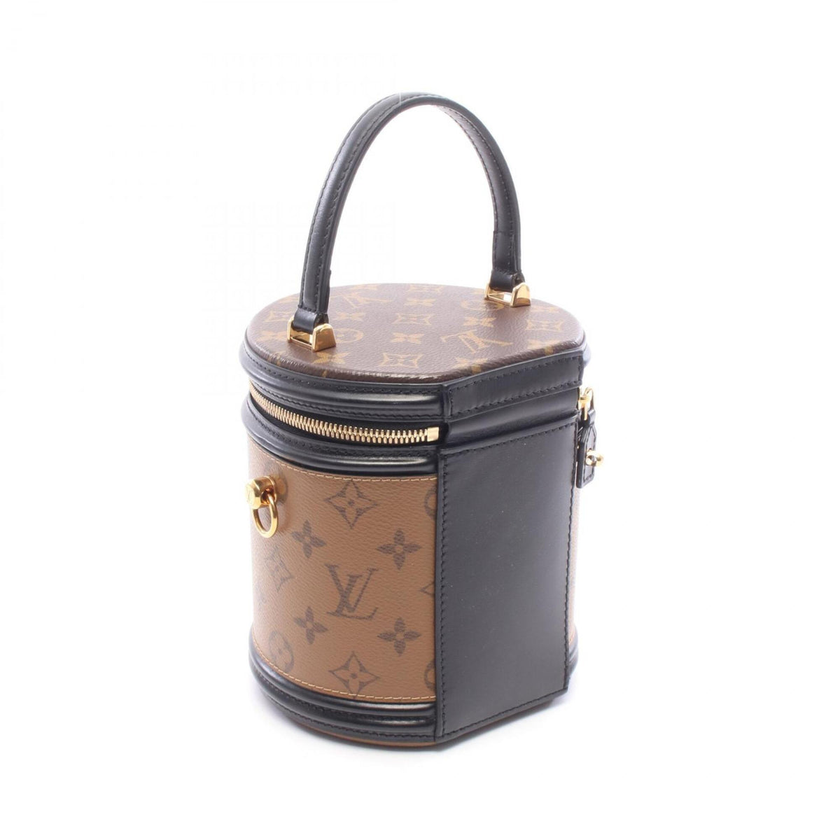 Louis Vuitton Black Brown Coated Canvas Leather Handbag (Pre-Owned)