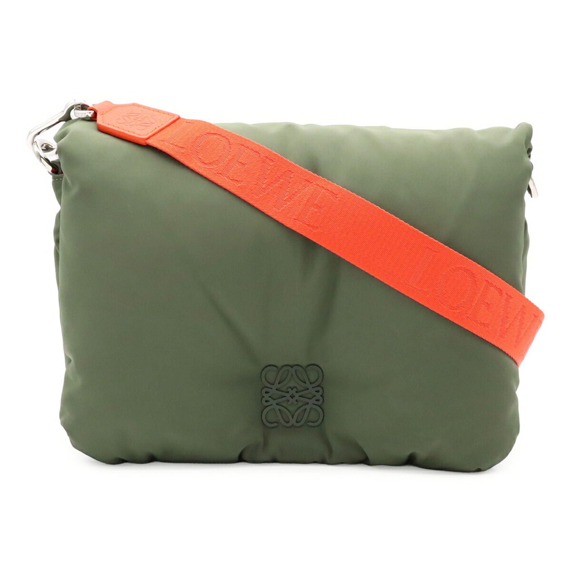 Loewe Green Khaki Orange Nylon Messenger Bag Shoulder Bag (Pre-Owned)