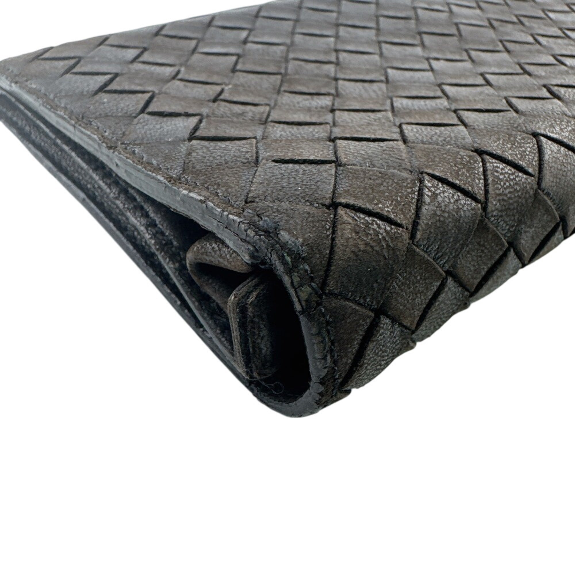 Bottega Veneta Black Intrecciato Long Wallet (Bi-Fold) (Pre-Owned)