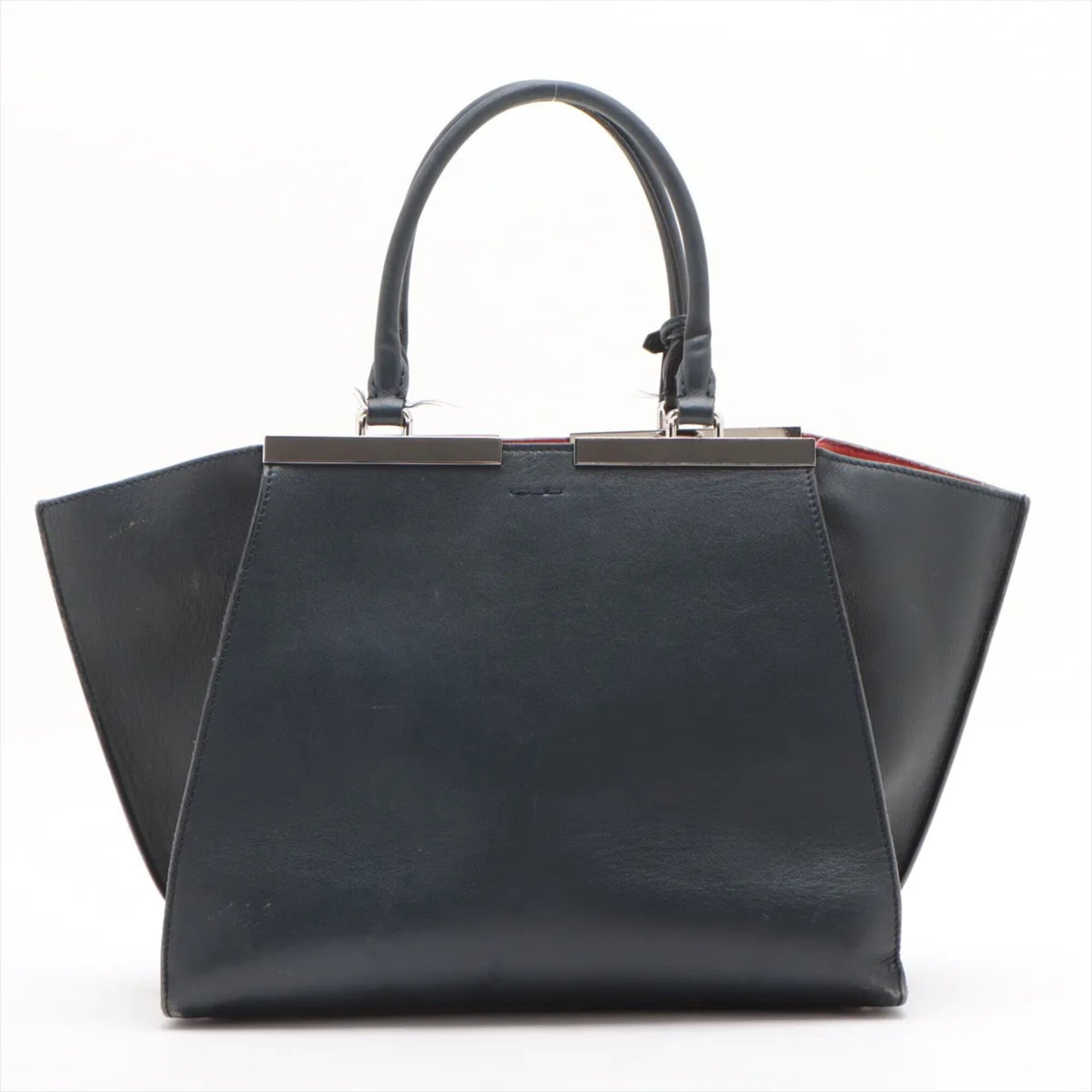 Fendi Black Leather Handbag Tote Bag (Pre-Owned)