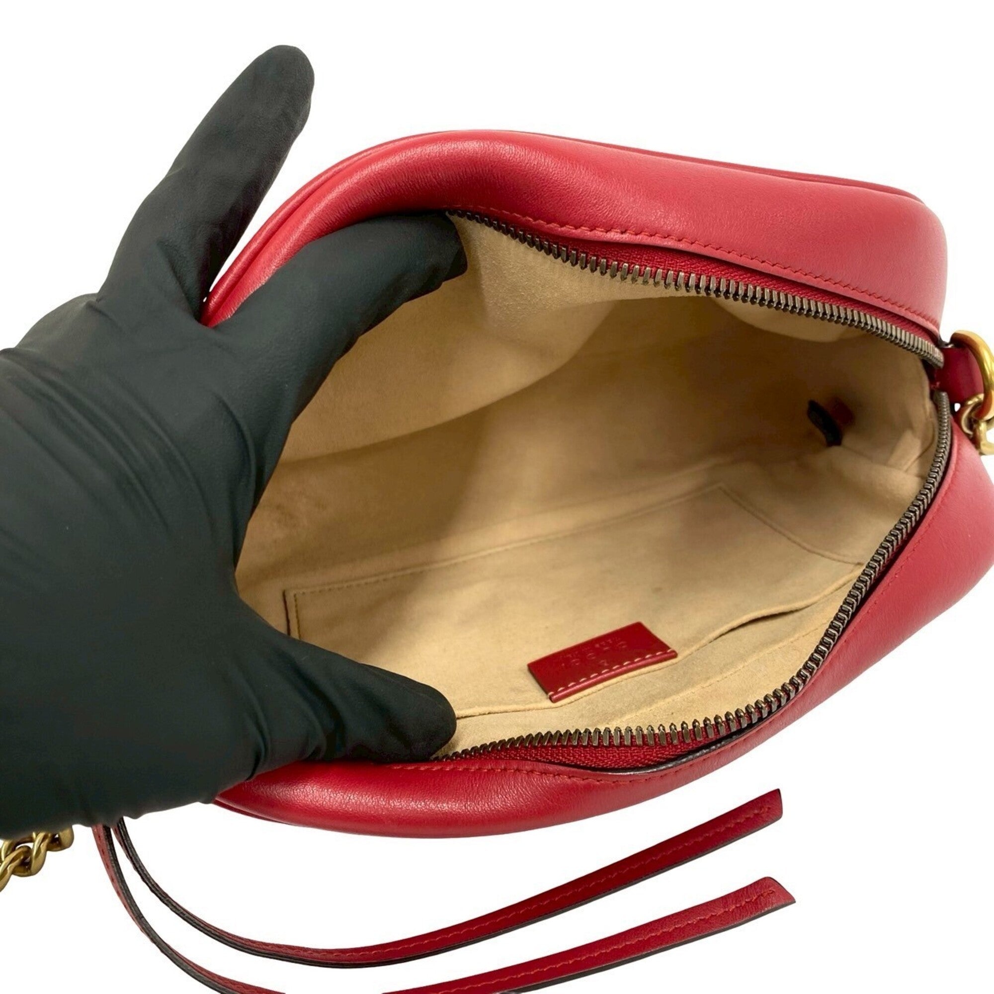 Gucci Red Color Leather Pochette Shoulder Bag (Pre-Owned)