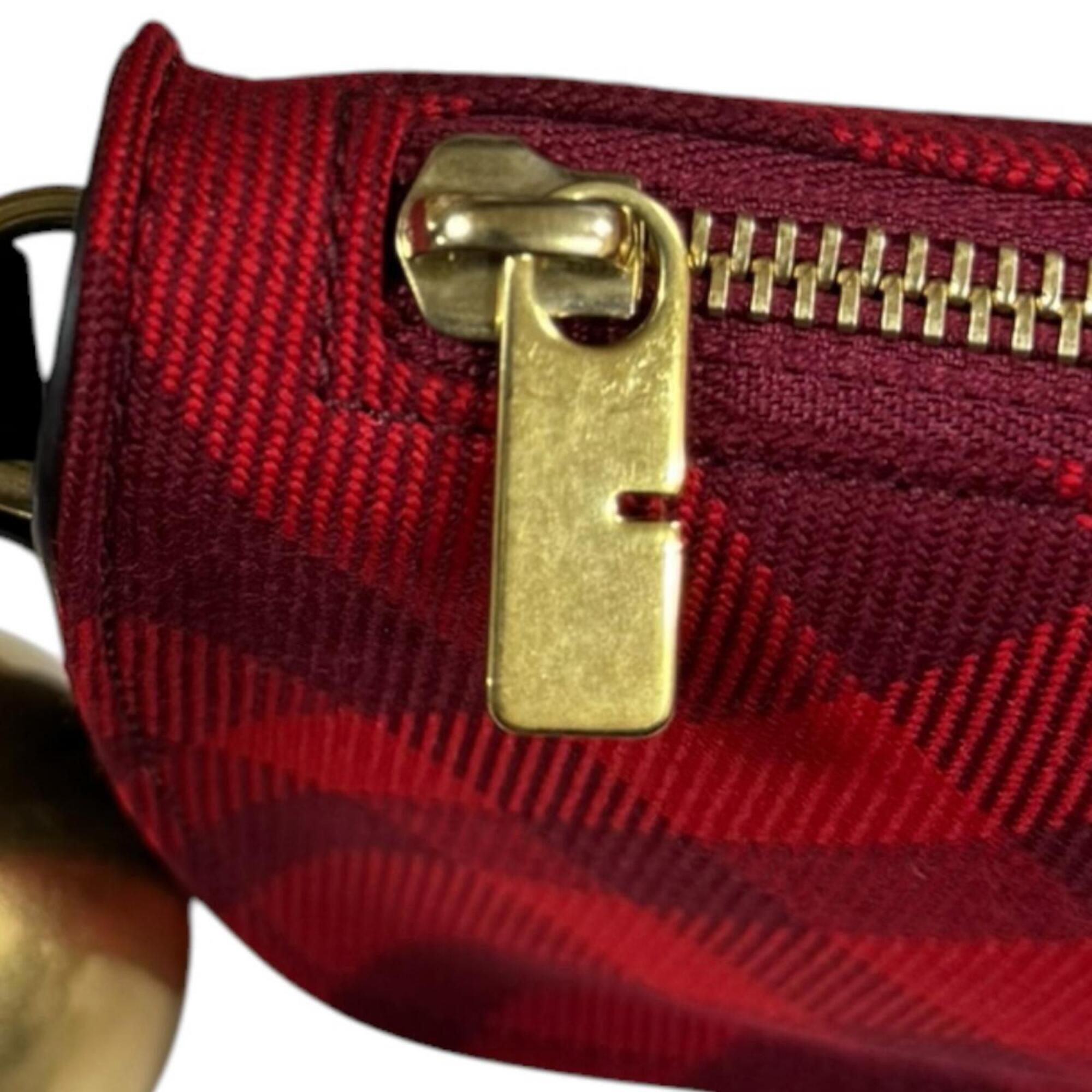 Burberry Red Color Canvas Shoulder Bag (Pre-Owned)