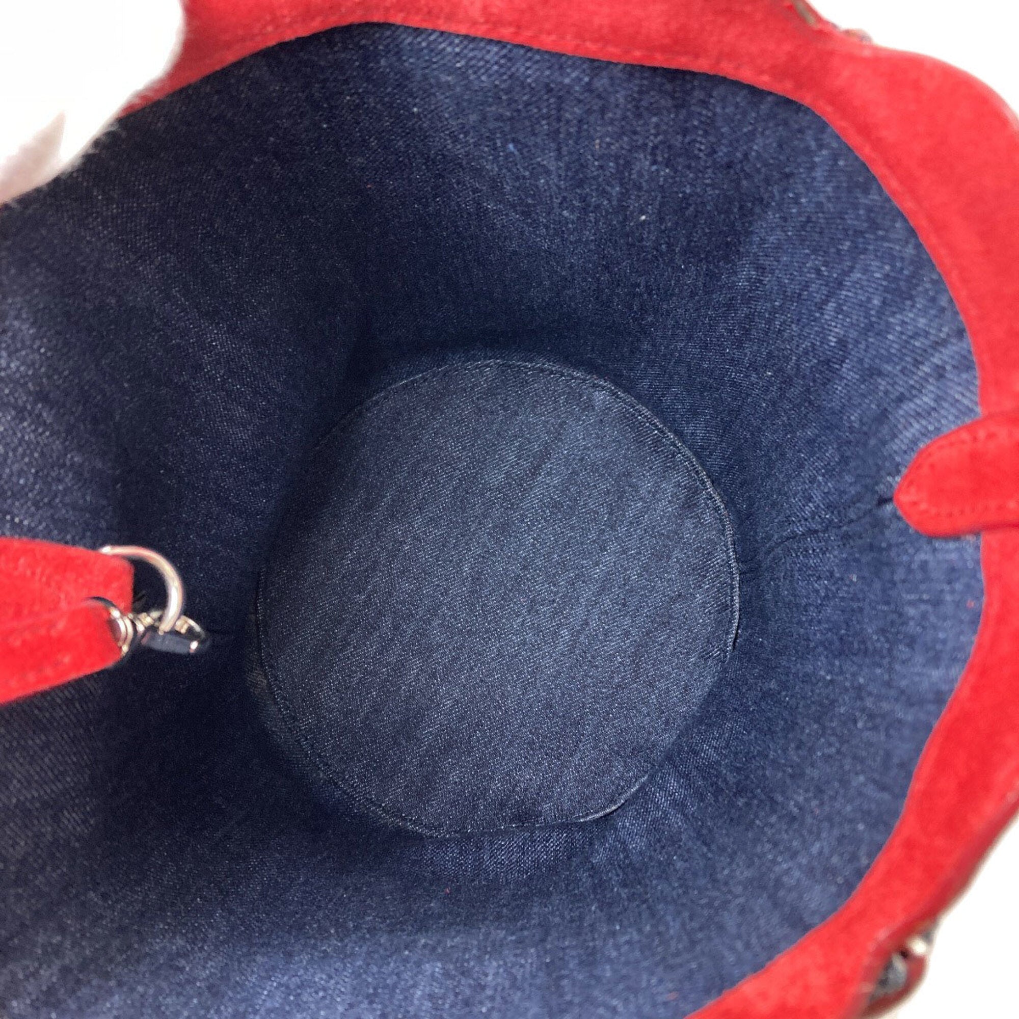 Miu Miu Blue Red Color Denim Pouch Shoulder Bag (Pre-Owned)
