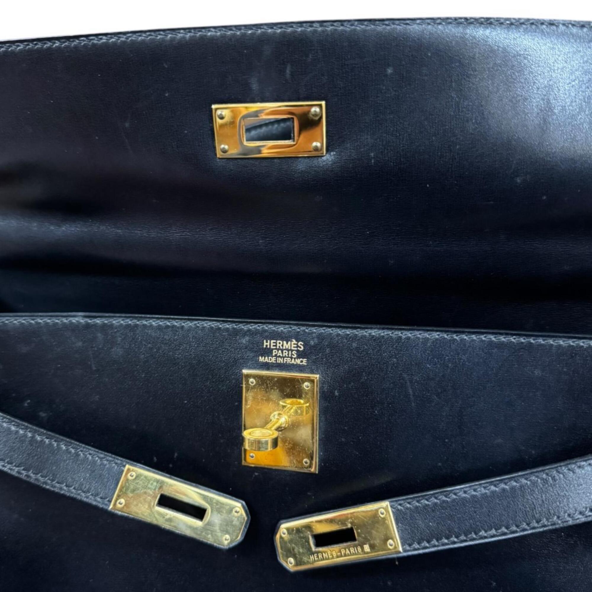 Hermes Black Box Calf Leather Shoulder Bag (Pre-Owned)