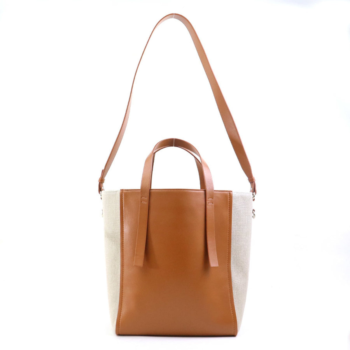 Chloé Beige Brown Leather Canvas Handbag Shoulder Bag (Pre-Owned)