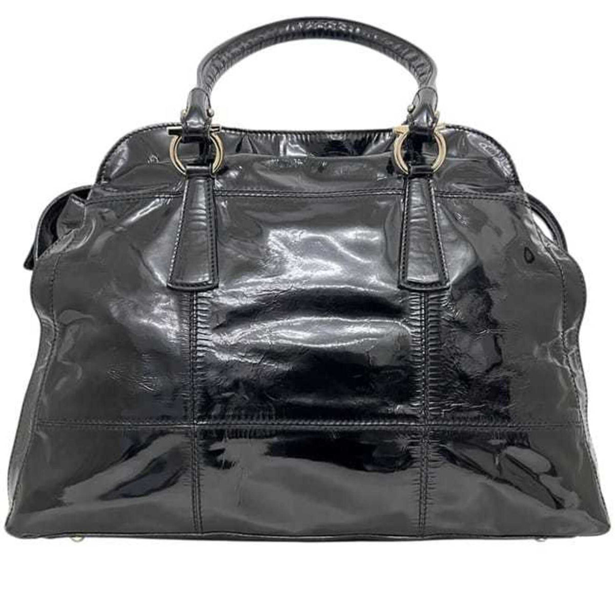 Salvatore Ferragamo Black Patent Leather Tote Bag (Pre-Owned)