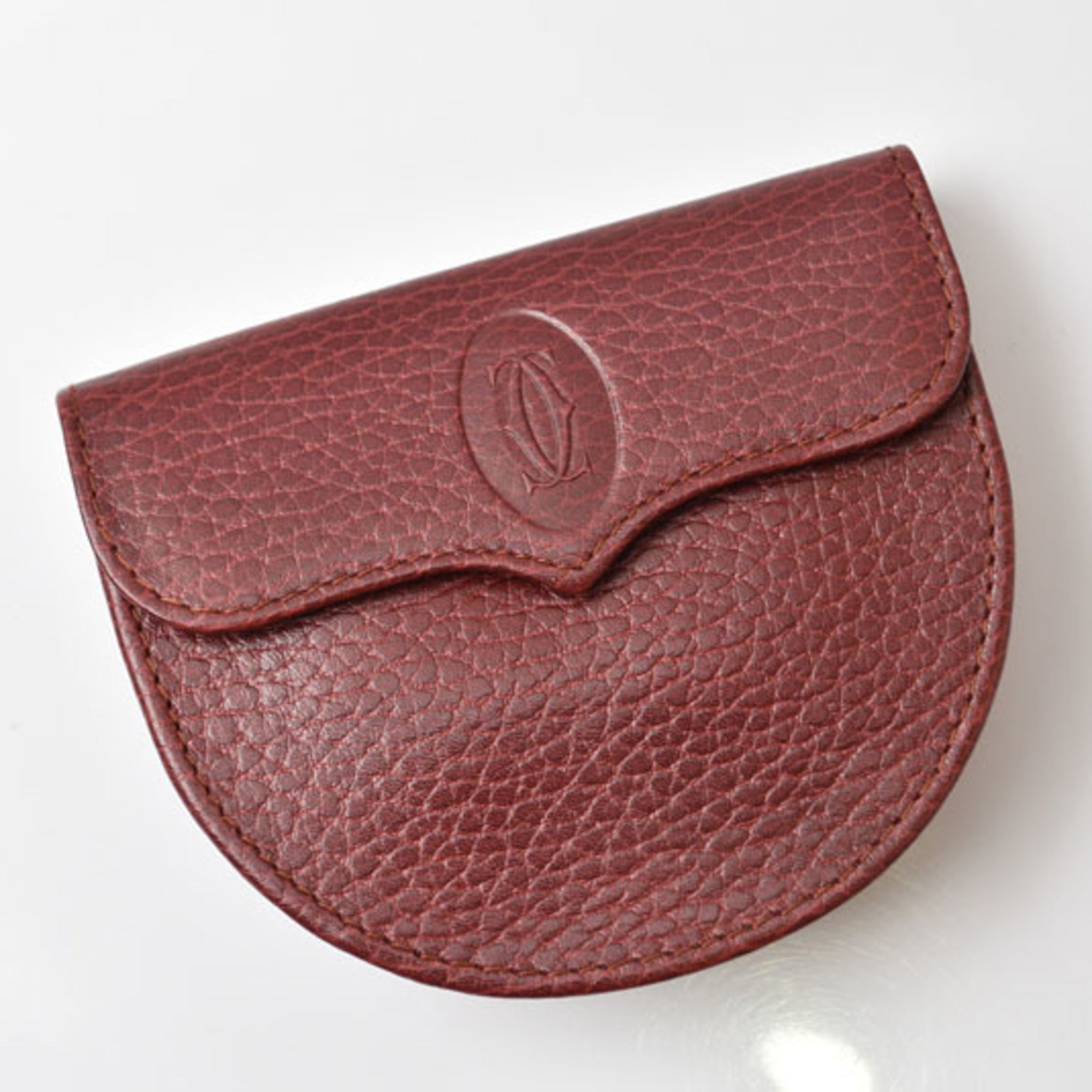 Cartier Bordeaux Leather Coin Purse/Coin Case (Pre-Owned)