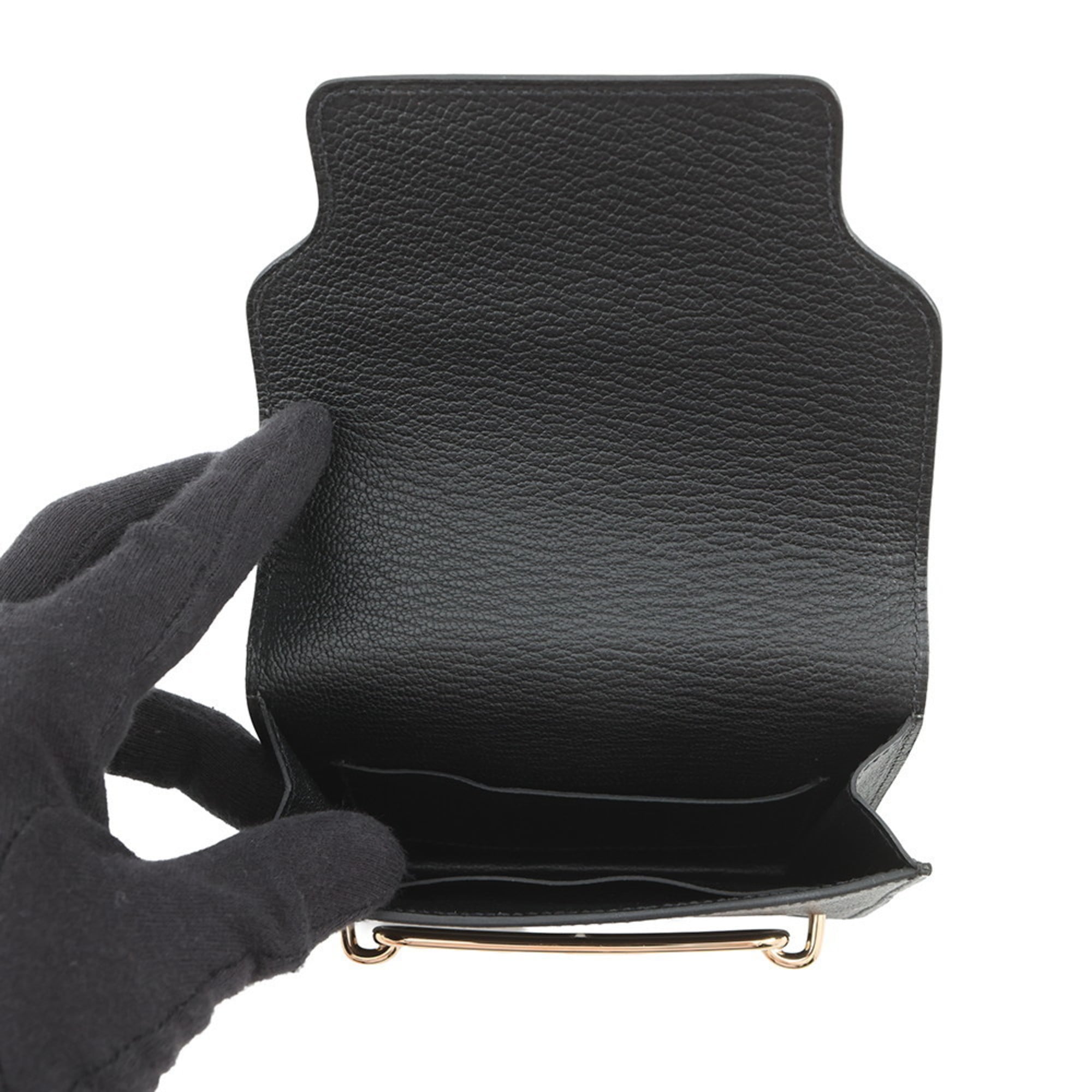 Hermes Black Chevre Myzore Leather Coin Purse/Coin Case (Pre-Owned)