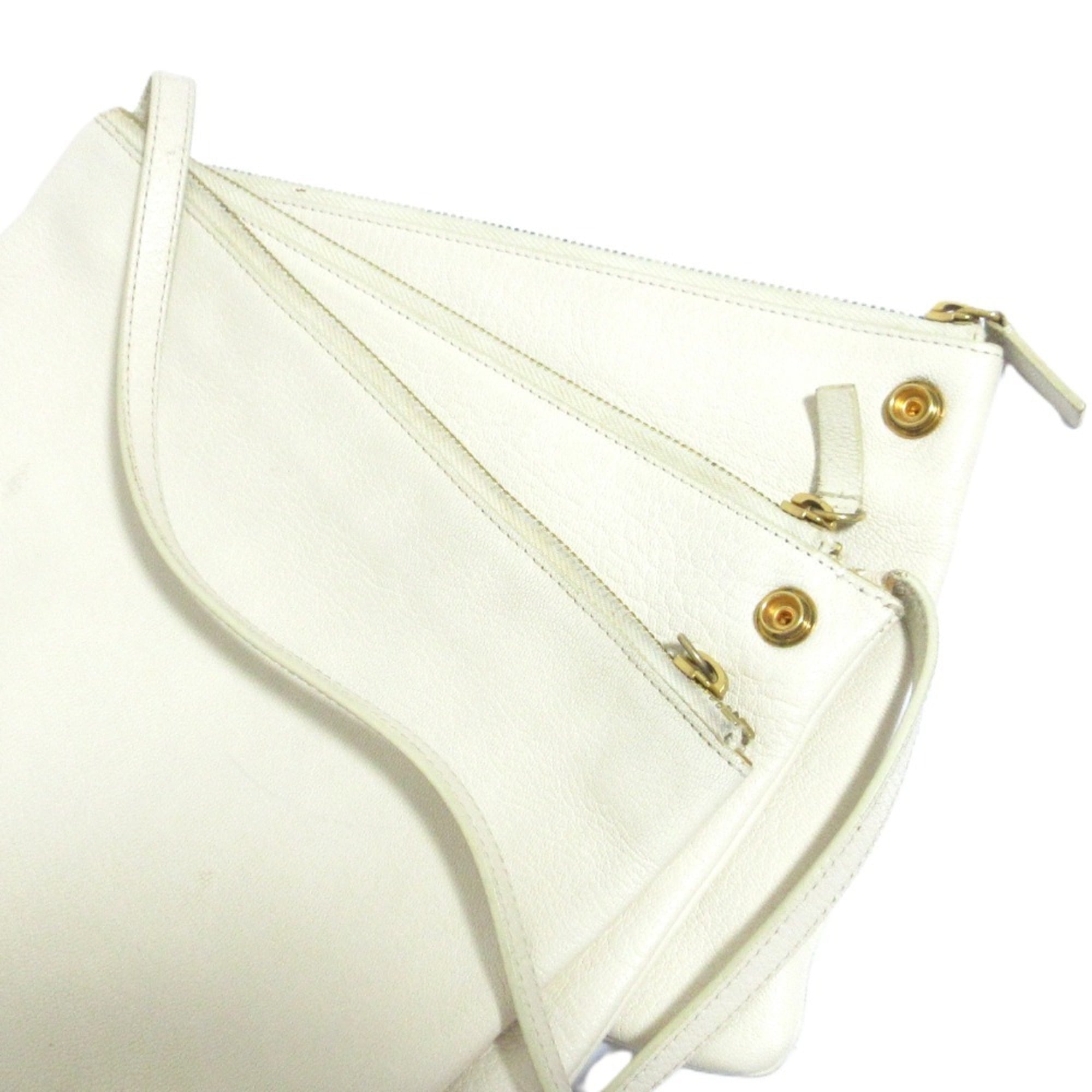 Celine Off-White White Leather Shoulder Bag (Pre-Owned)