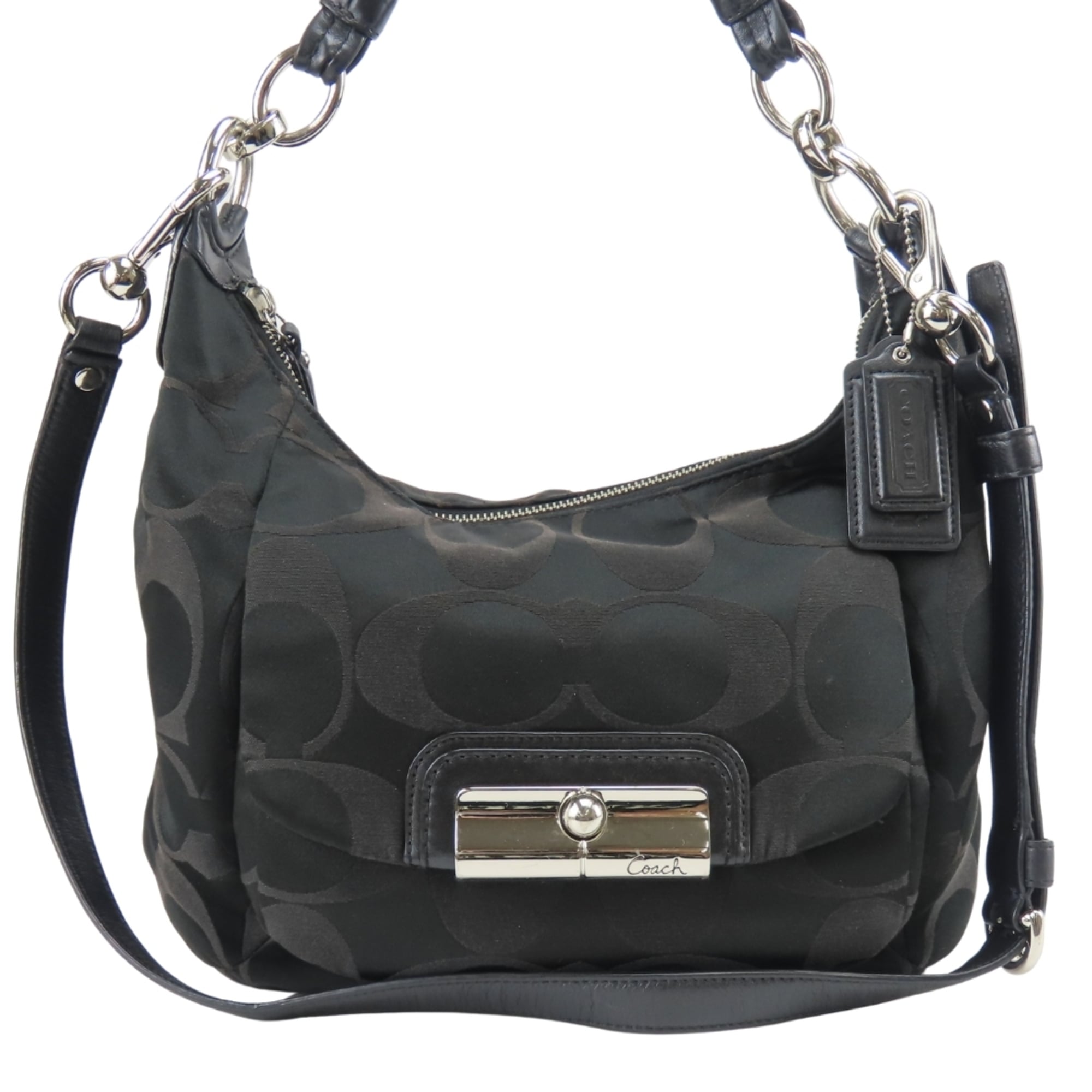 Coach Black Signature Line Shoulder Bag (Pre-Owned)