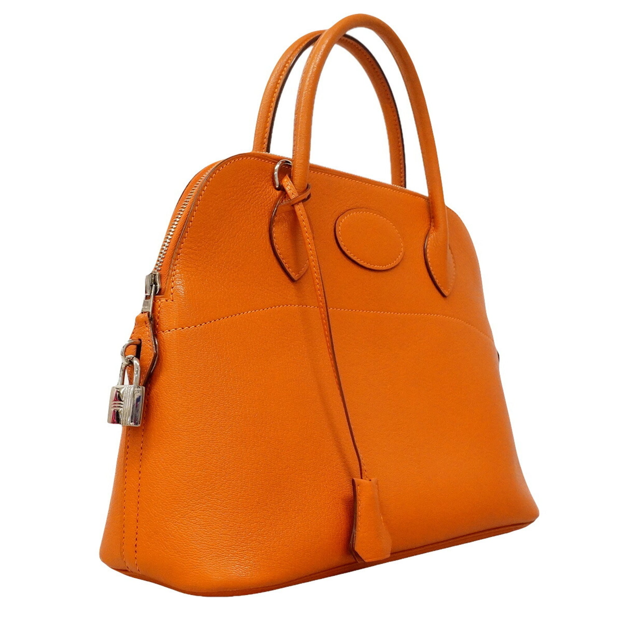 Hermes Orange Chevre Leather Handbag (Pre-Owned)