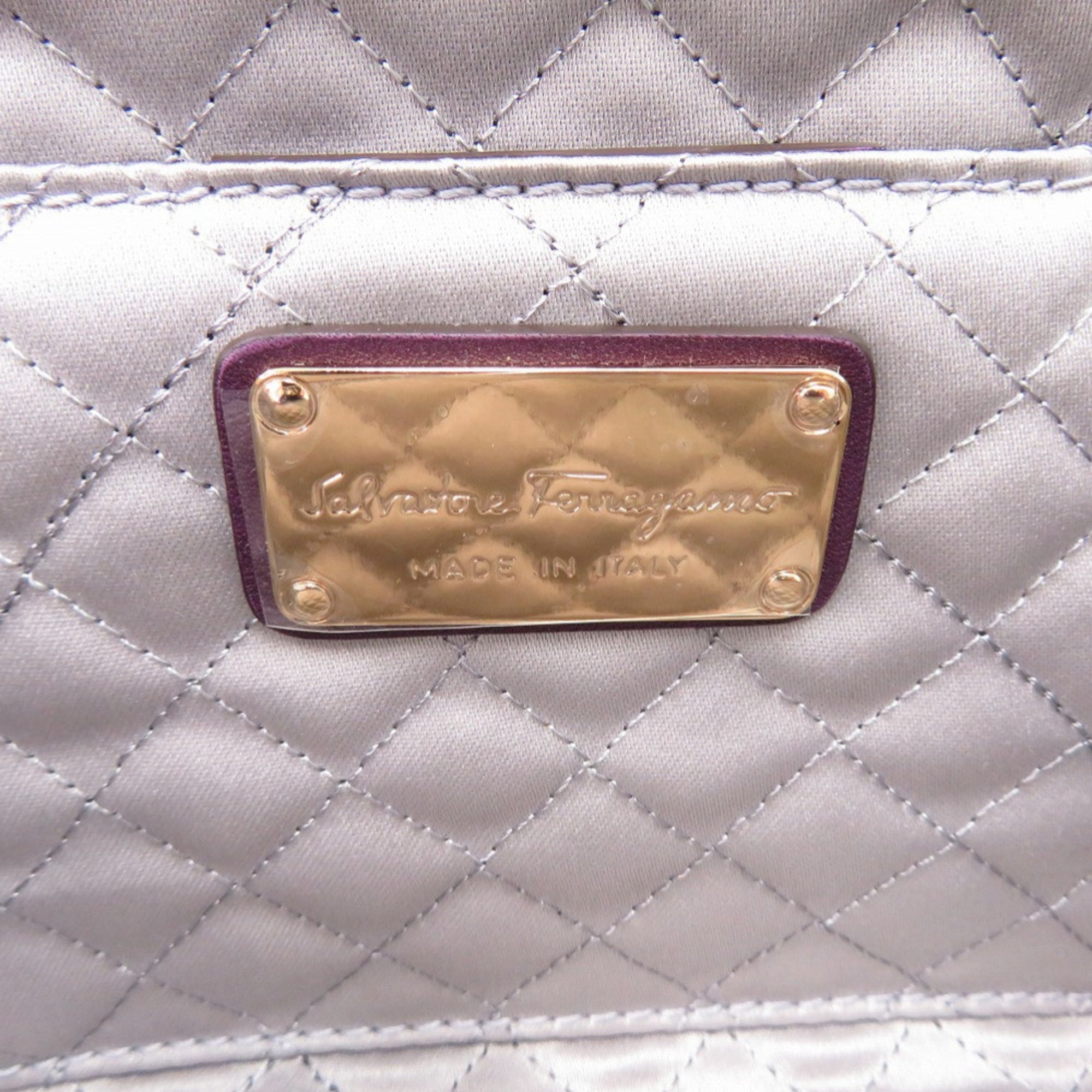 Salvatore Ferragamo Purple Satin Clutch Bag (Pre-Owned)