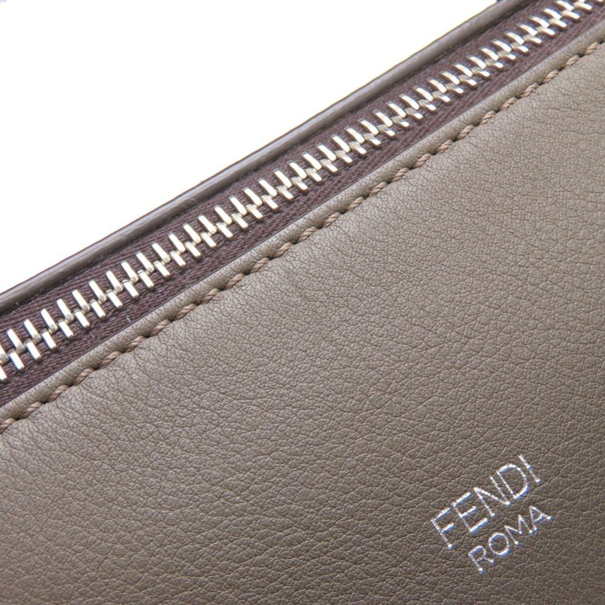 Fendi Gray Leather Handbag Shoulder Bag (Pre-Owned)