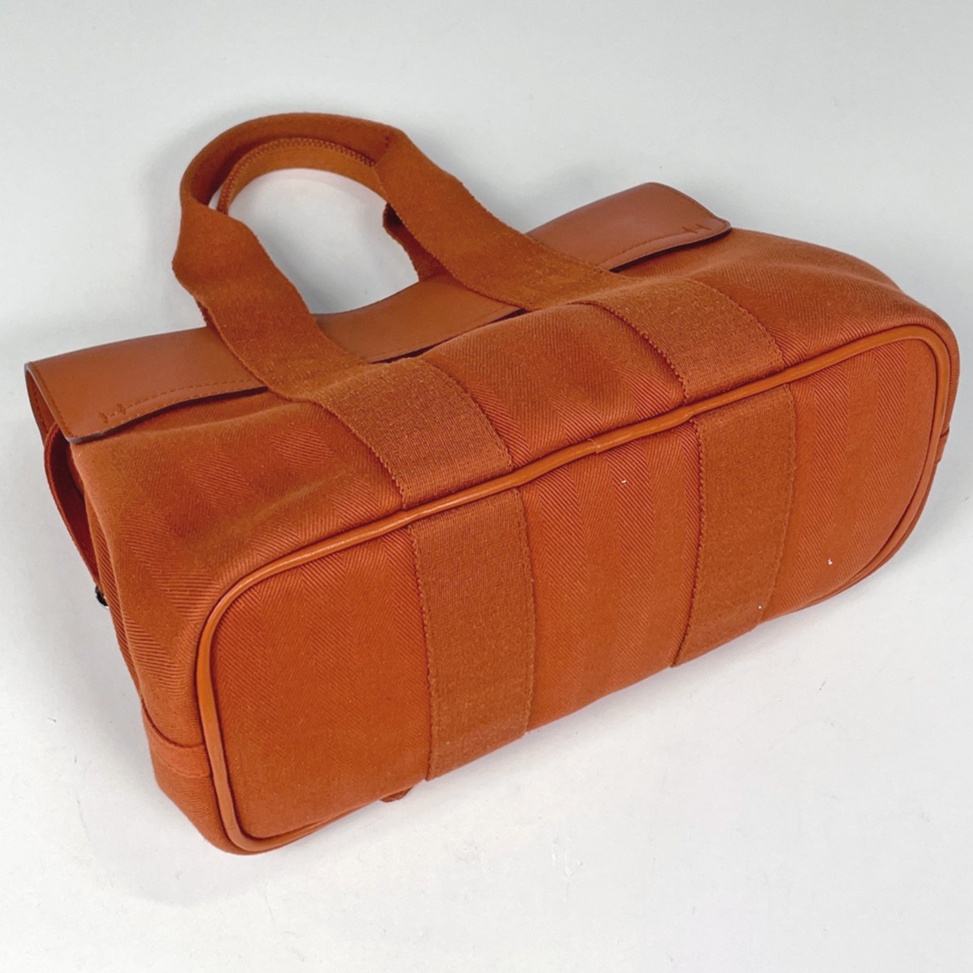 Hermes Potiron Toile Chevron Handbag (Pre-Owned)
