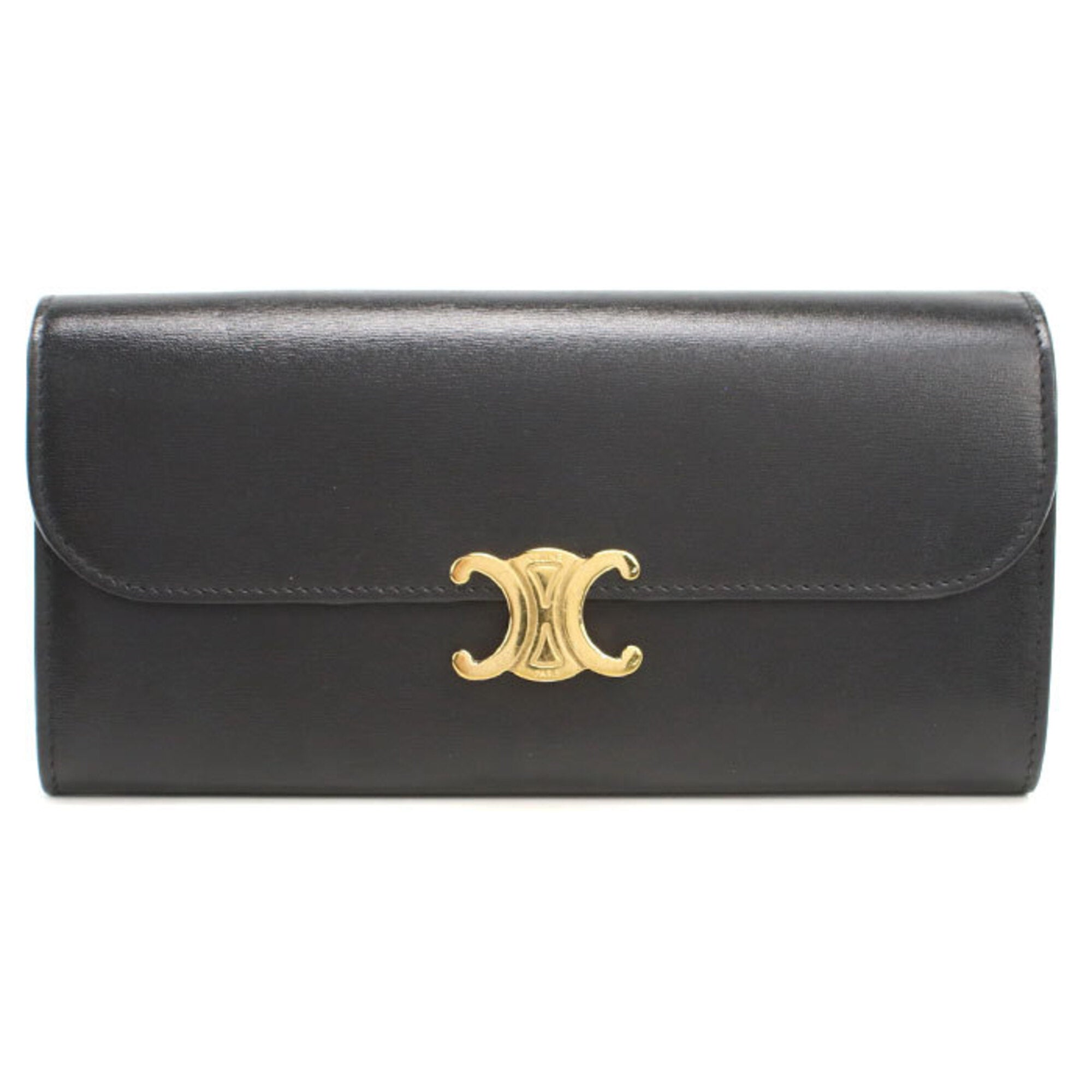 Celine Black Leather Long Wallet (Bi-Fold) (Pre-Owned)