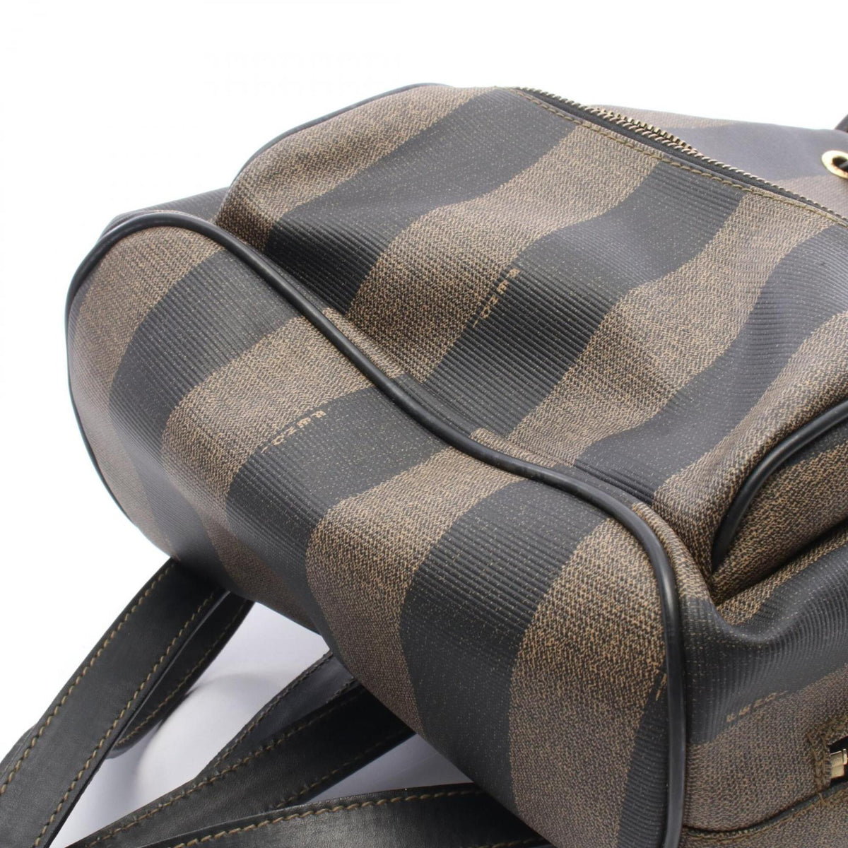 Fendi Black Brown Coated Canvas Leather Backpack Handbag (Pre-Owned)