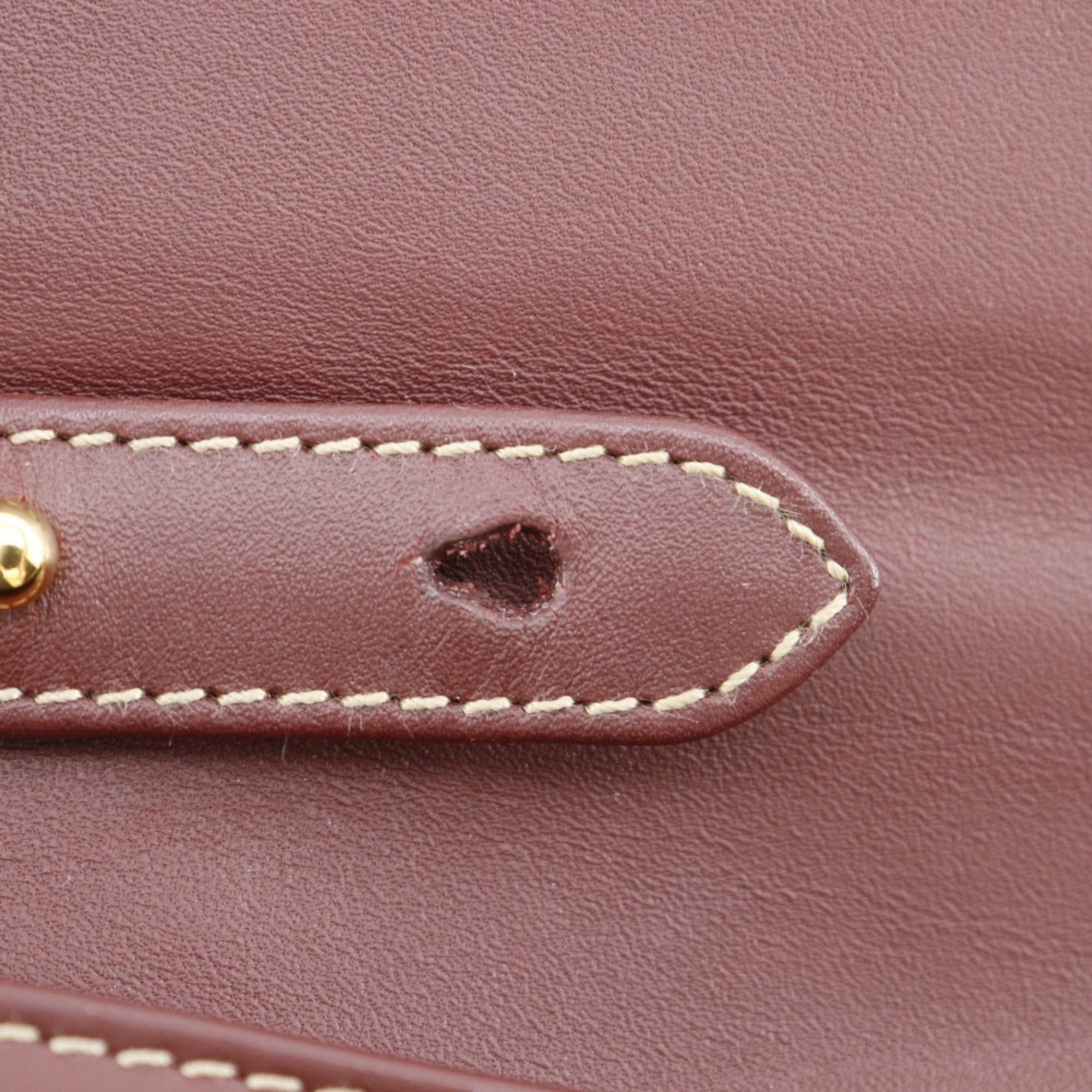 Cartier Bordeaux Red Color Wine Red Leather Shoulder Bag (Pre-Owned)