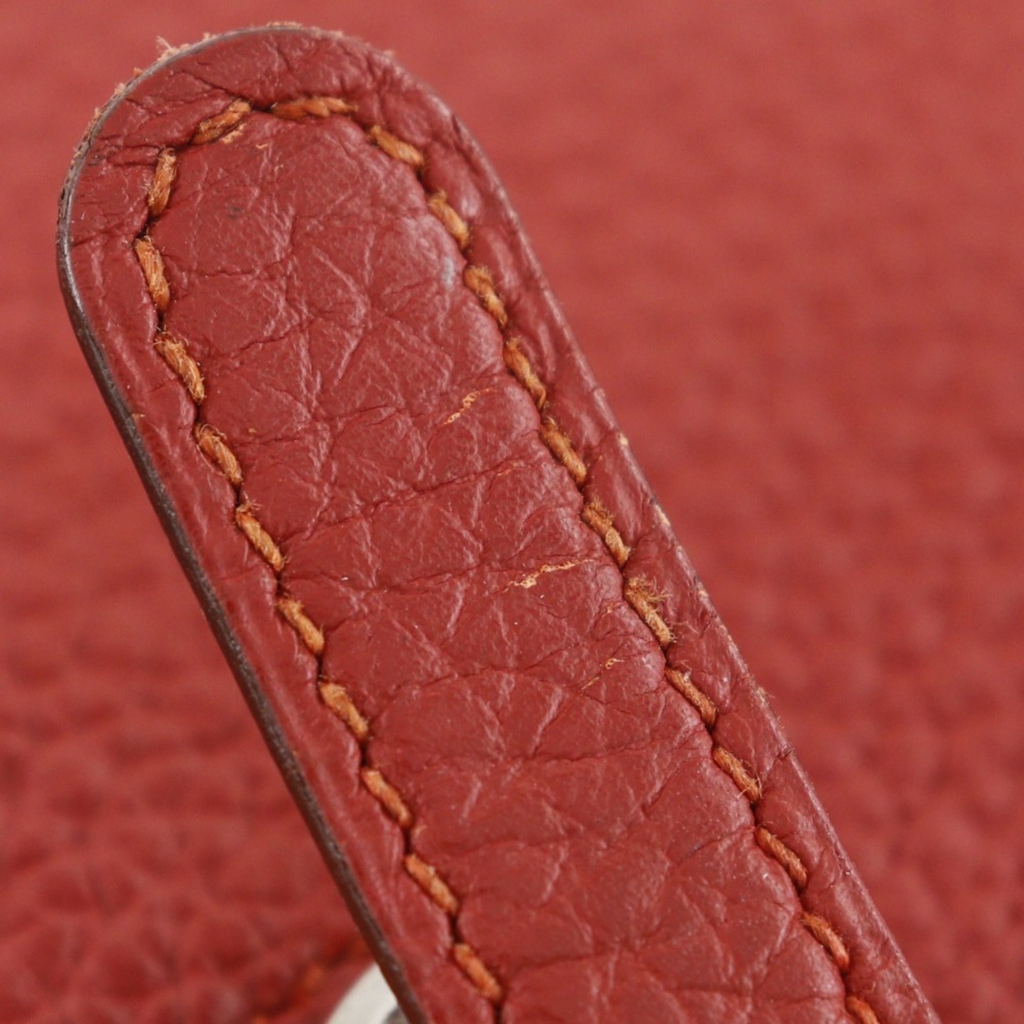 Hermes Dogon Red Color Togo Leather Long Wallet (Bi-Fold) (Pre-Owned)