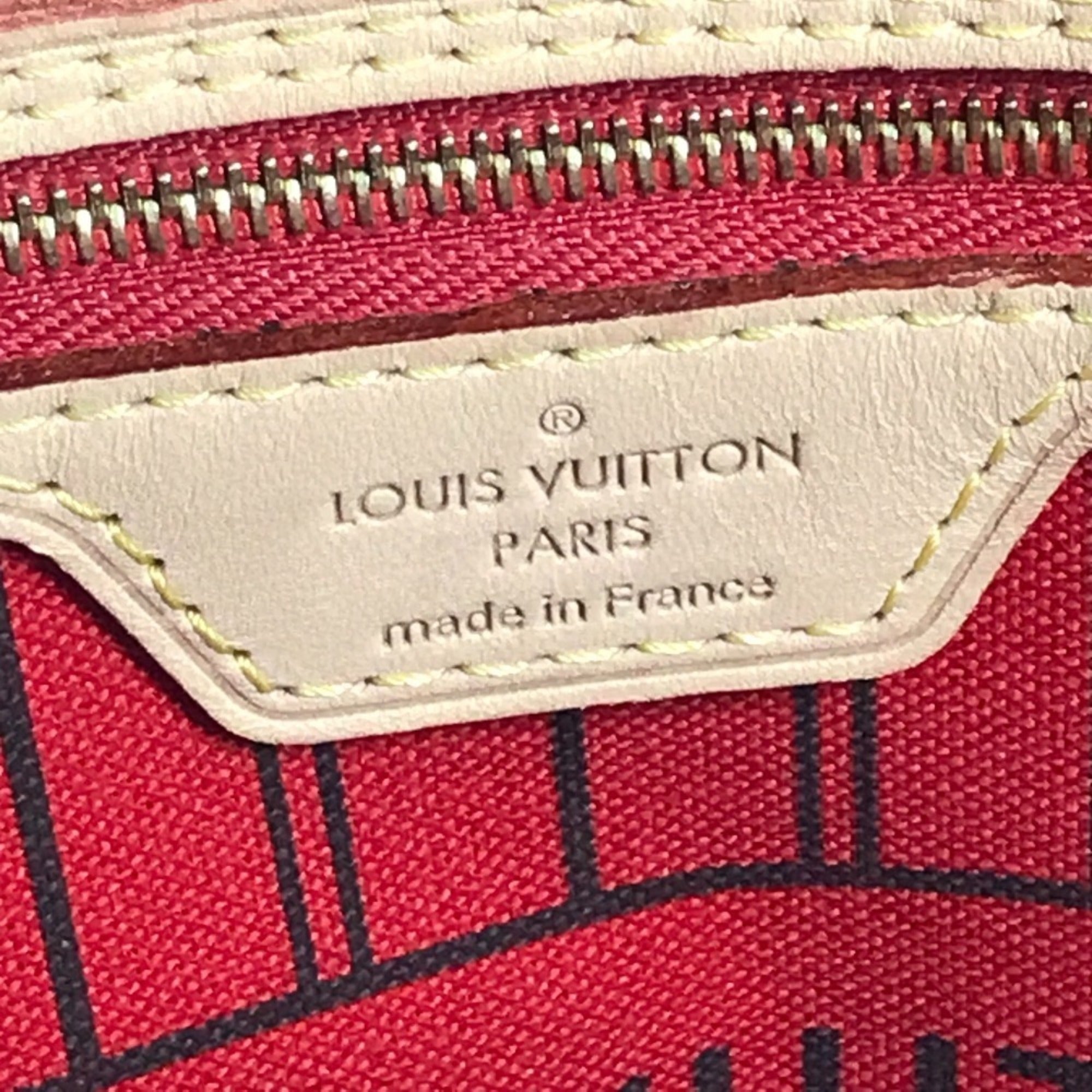 Louis Vuitton Brown Cerise Red Color Monogram Canvas Handbag Shoulder Bag Tote Bag (Pre-Owned)