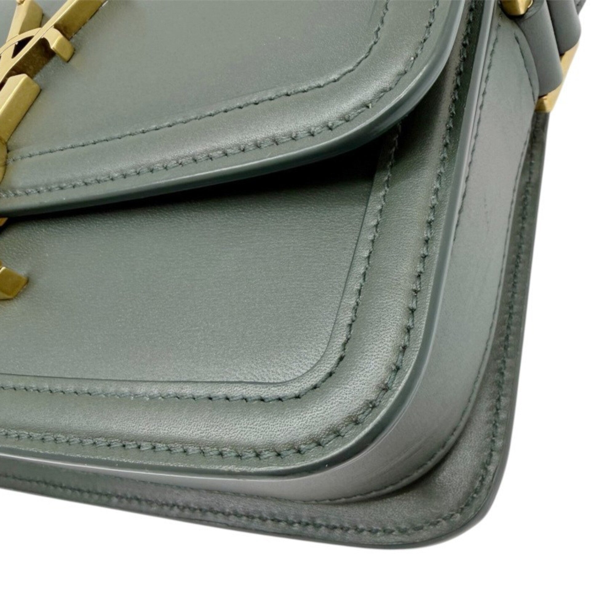 Yves Saint Laurent Dark Green Leather Shoulder Bag (Pre-Owned)