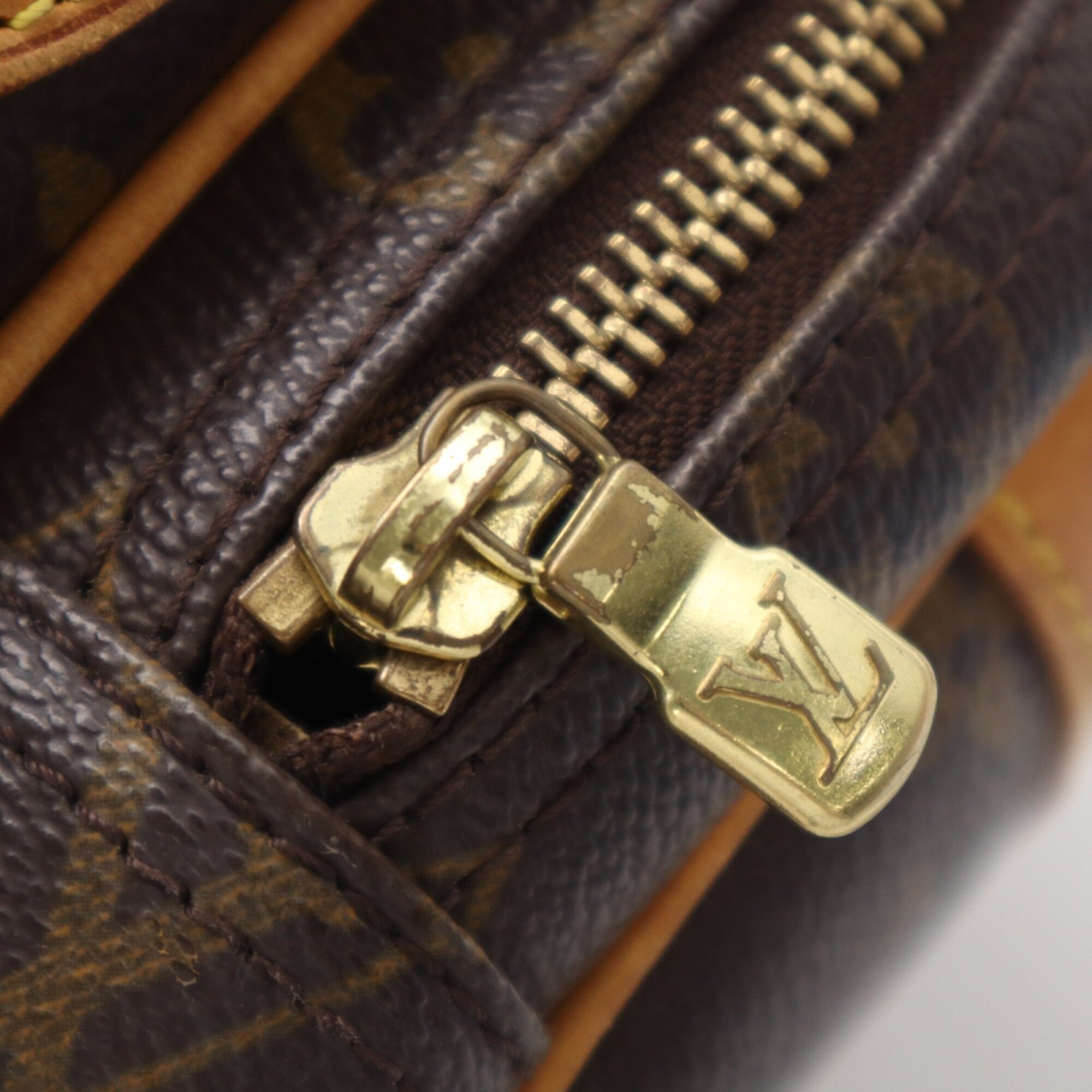 Louis Vuitton Monogram Beige Brown Coated Canvas Leather Shoulder Bag (Pre-Owned)