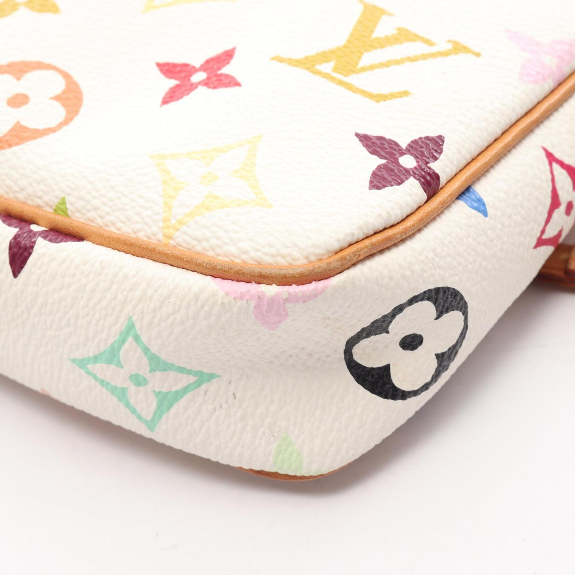 Louis Vuitton Blanc White Coated Canvas Monogram Multicolore Leather Handbag (Pre-Owned)