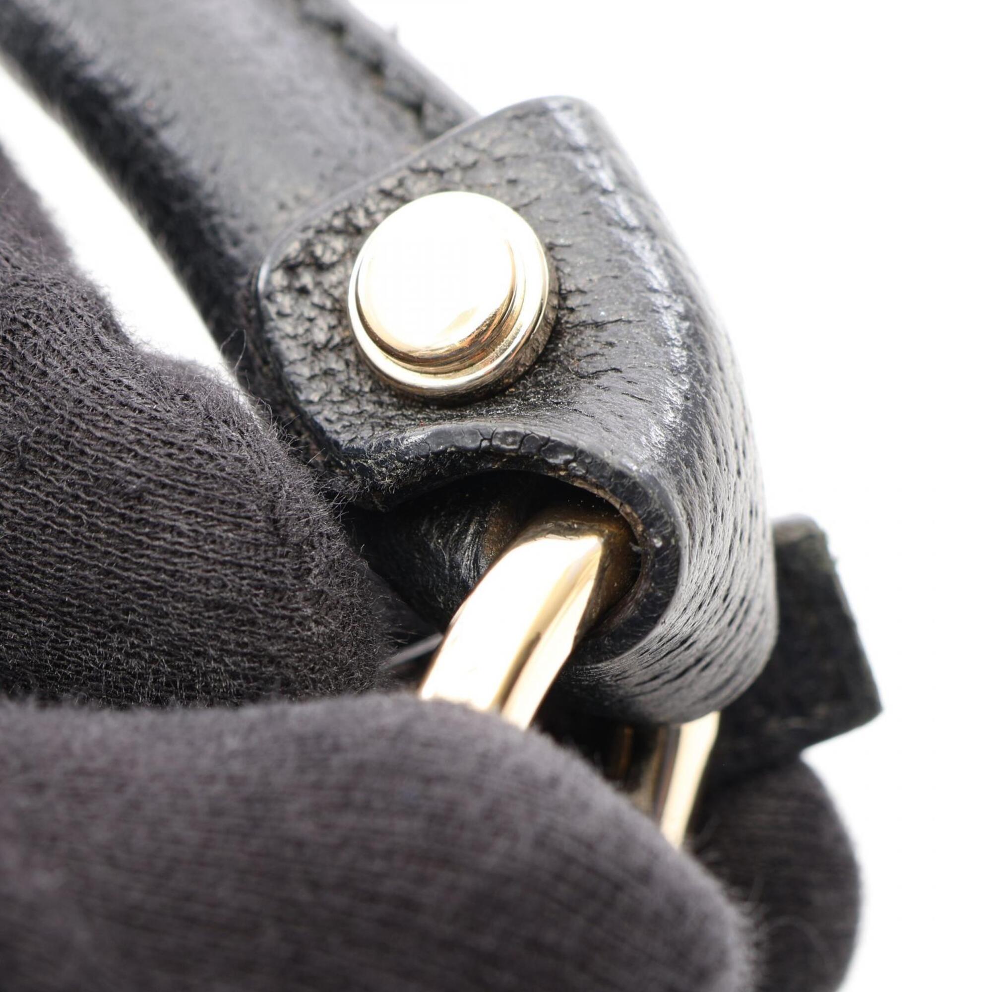 Gucci Black Canvas Leather Handbag Shoulder Bag (Pre-Owned)