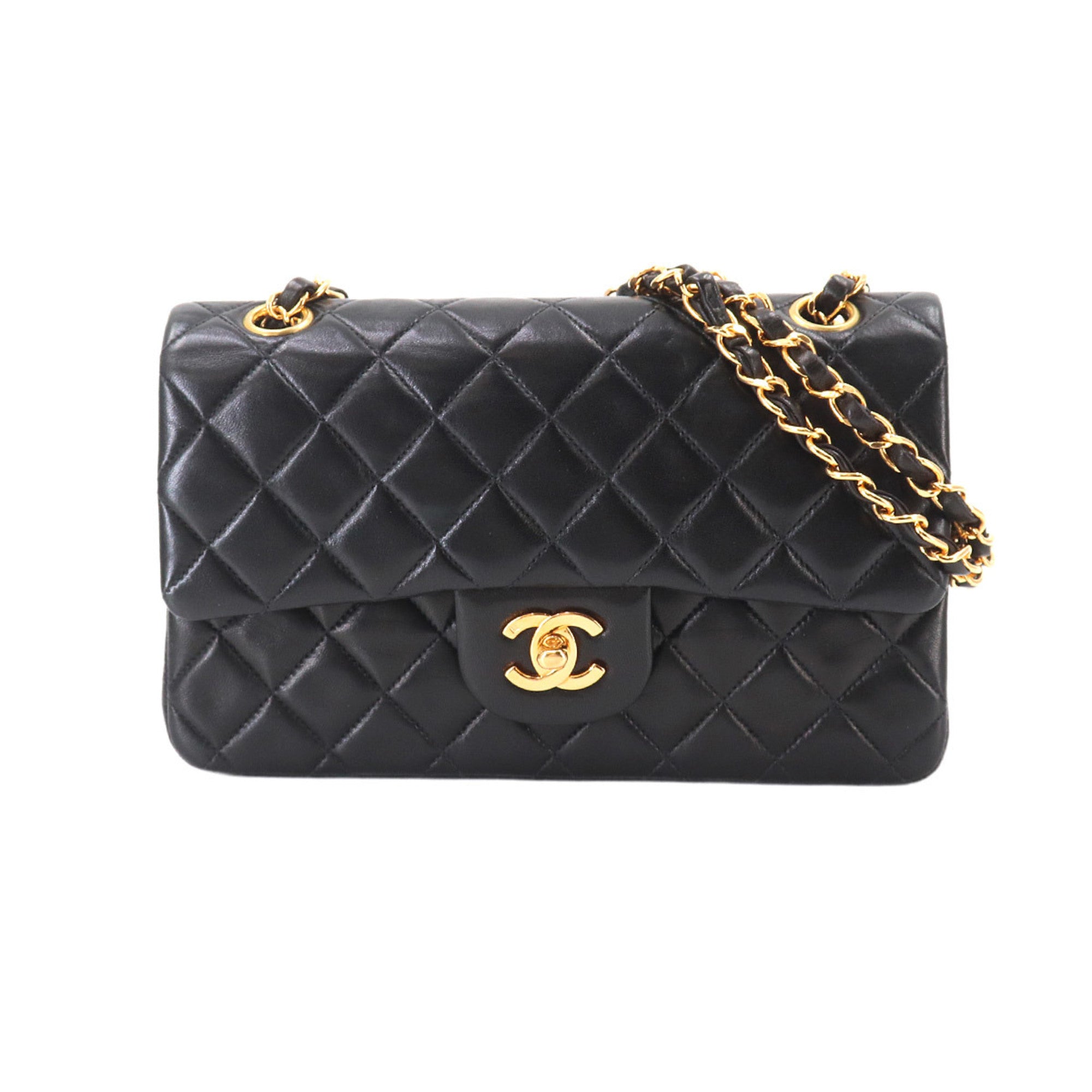 Chanel Matelasse Black Leather Handbag Shoulder Bag (Pre-Owned)