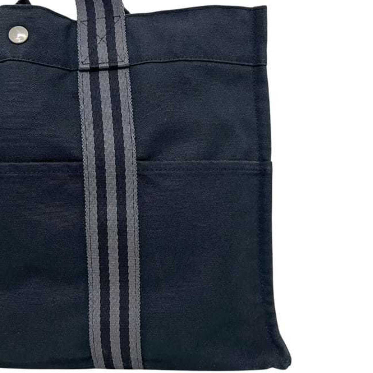 Hermes Fourre Tout Black Gray Cotton Canvas Tote Bag (Pre-Owned)