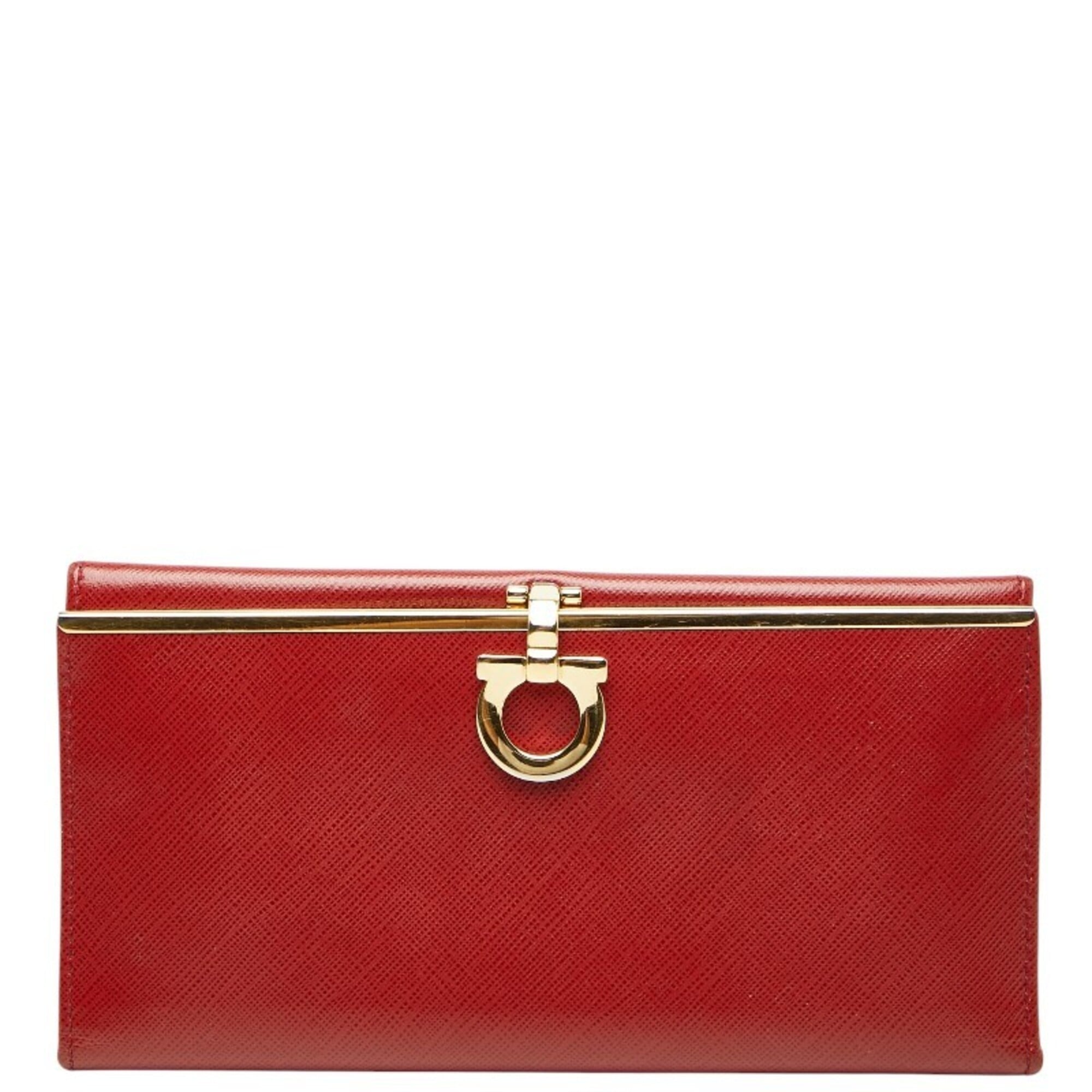Salvatore Ferragamo Red Color Leather Long Wallet (Bi-Fold) (Pre-Owned)